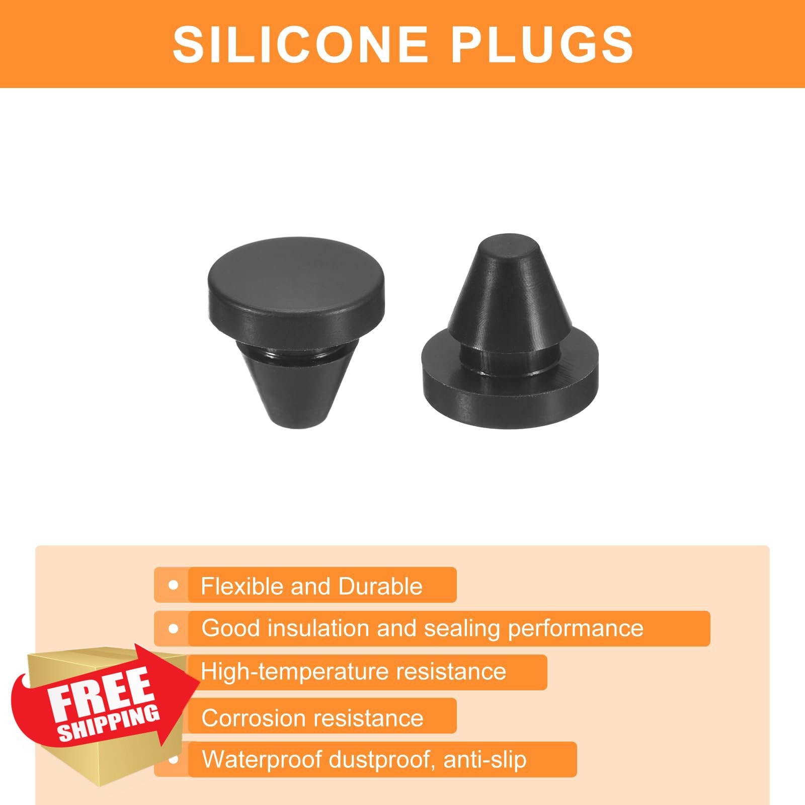 uxcell 26 Pcs 6-7mm Black Silicone Plugs Hole Stoppers