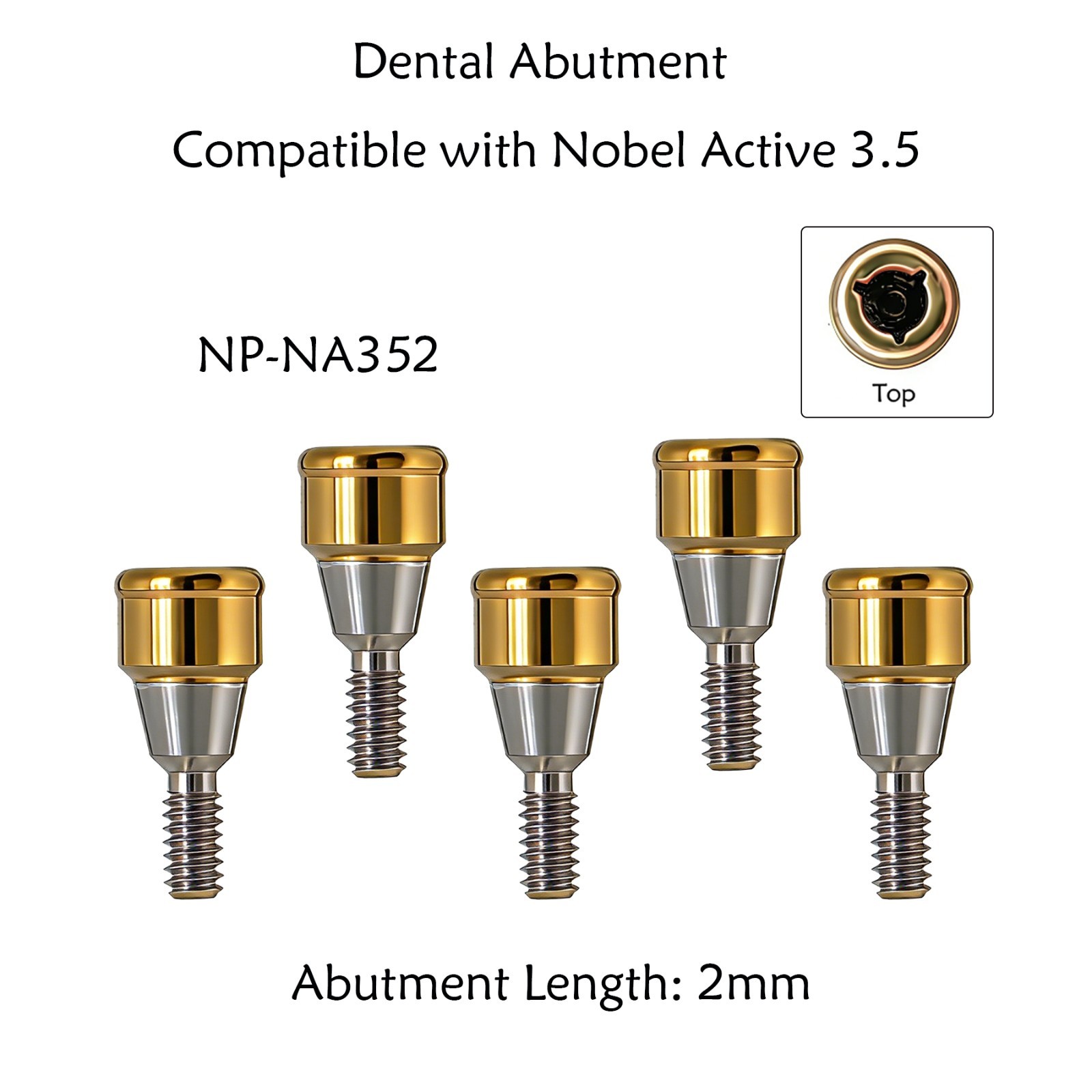 US Nobel Active Locator Overdenture Abutment Narrow Platform NP NA352 & Male Cap