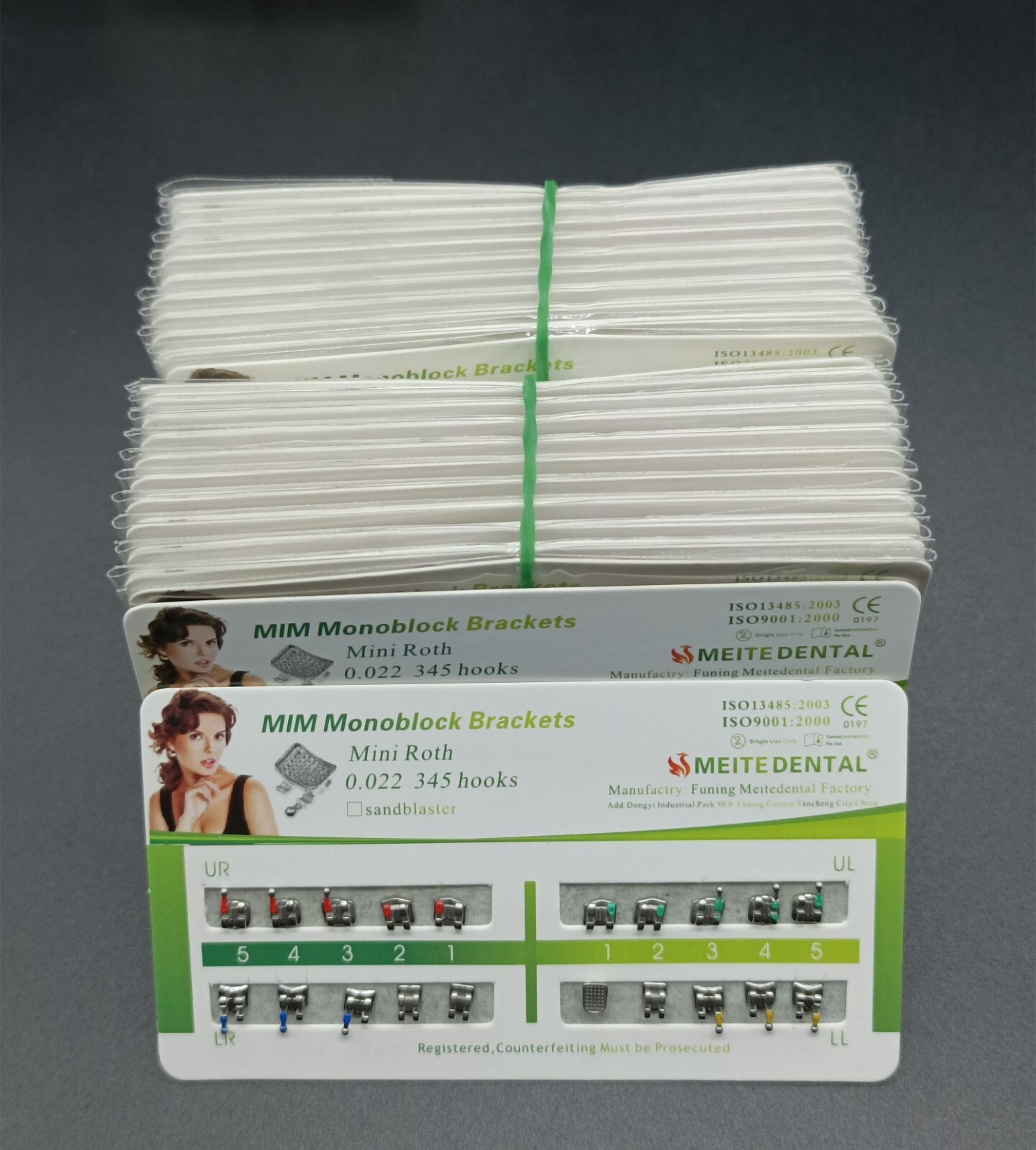 50Set Dental Orthodontic MIM Monoblock Brackets Mini Roth/MBT 022 Slot 345 hooks