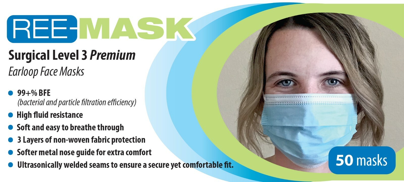 Face Mask Medical Surgical ASTM Level 3 with Testing Result – 1 Box of 50 Masks