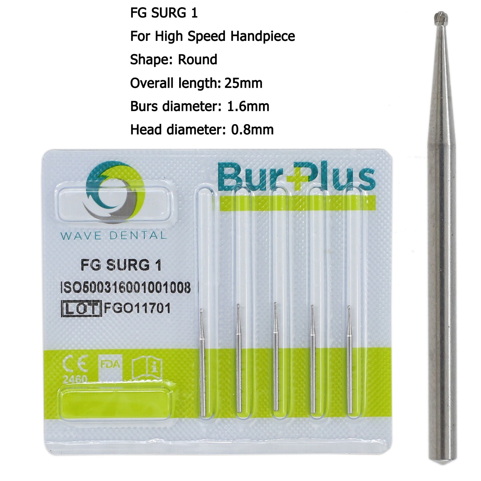 Wave Dental Surgical Carbide Burs Round 557 557L 702 4 6 Long High Speed FG 25mm
