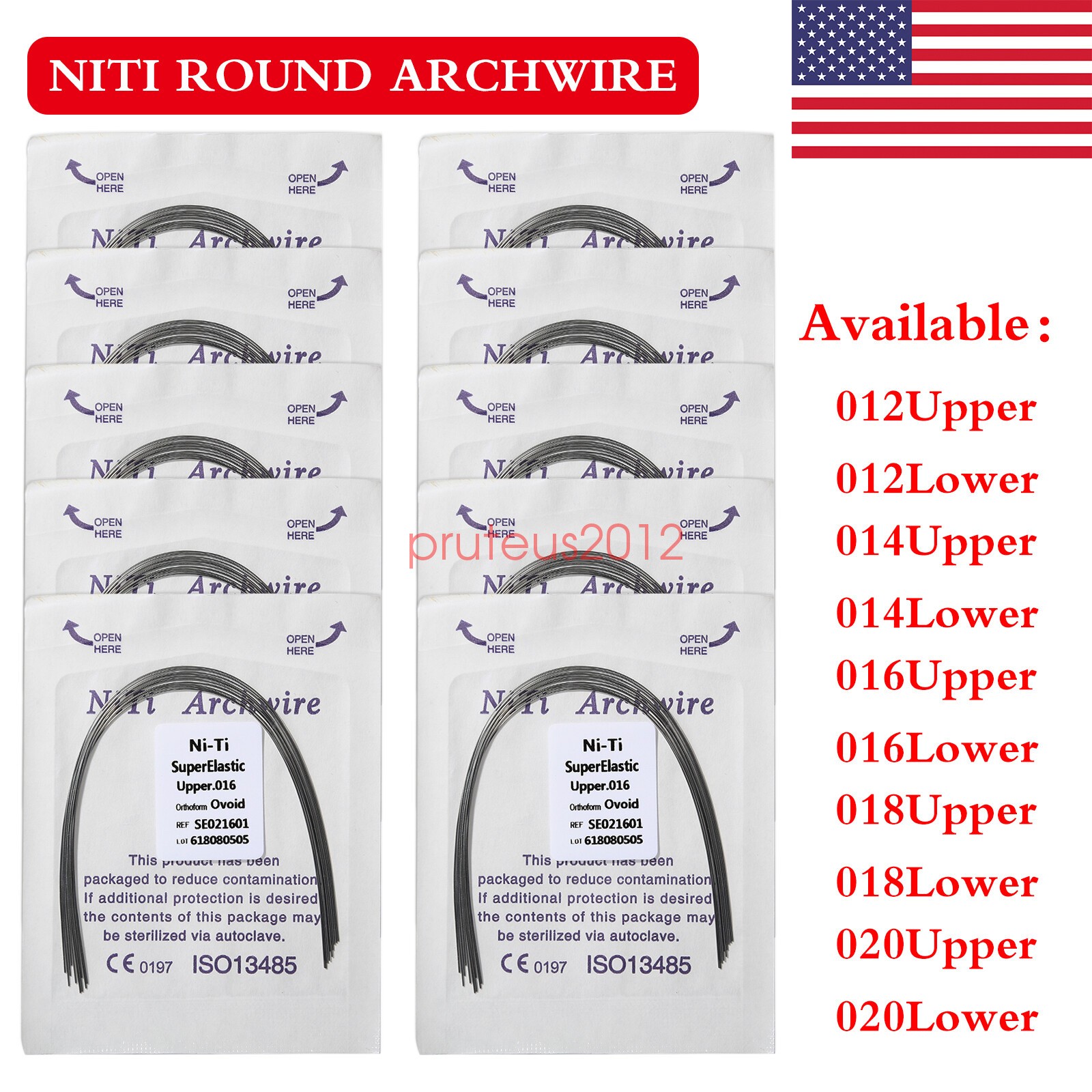 Dental Ortho Supper Elastic Niti Round Arch Wire 0.12/0.14/0.16/ 0.18/0.20