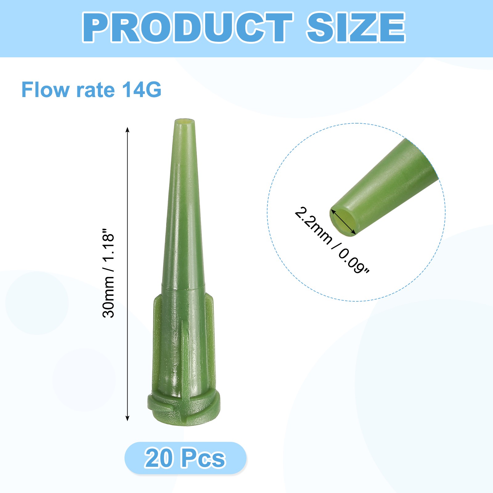 20pcs 14G 1.18″ Plastic Blunt Tip Tapered Dispensing Needle for Glue, Olive