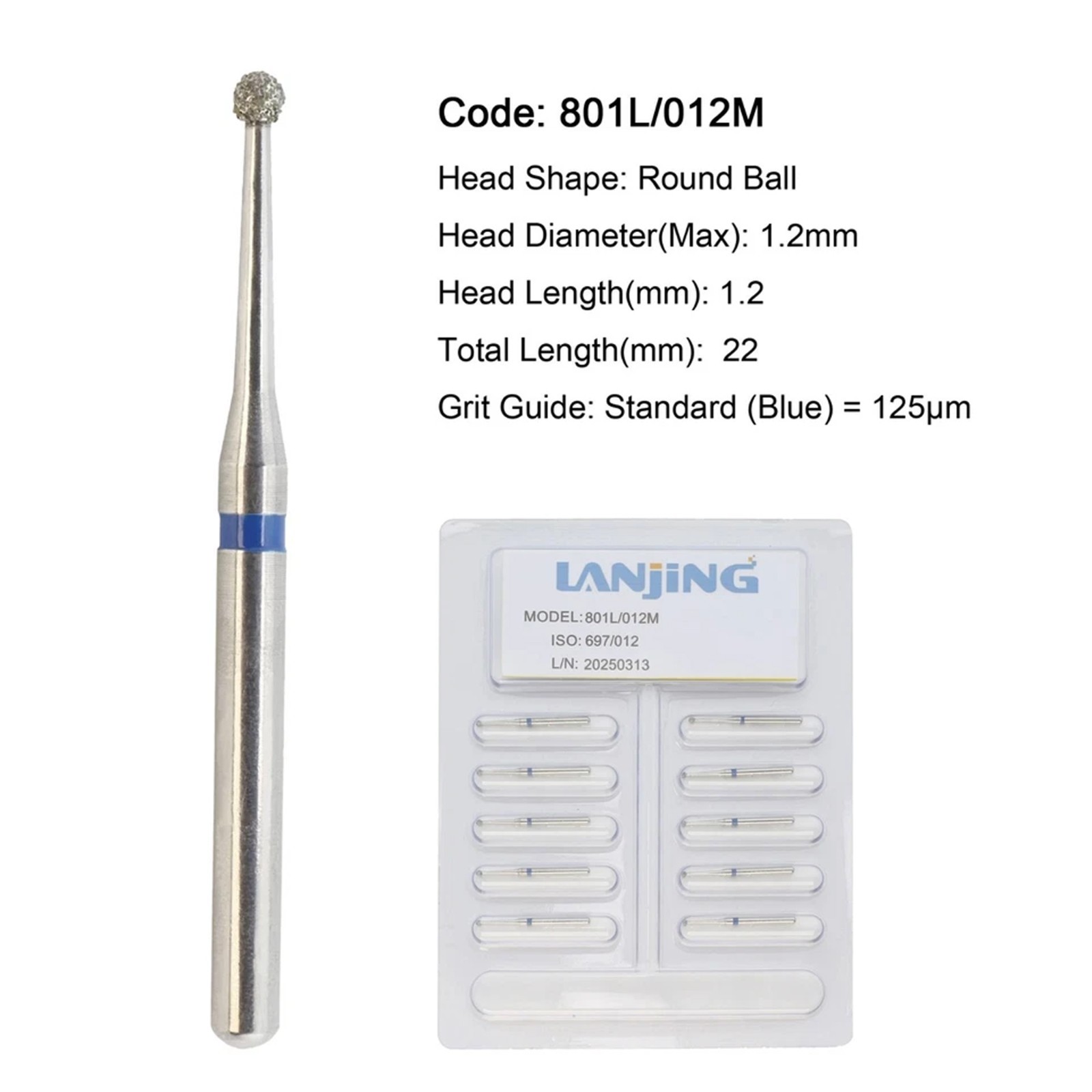 Dental Burs Diamond Round End Taper Surgical Long Ball Barrel FG for High Speed
