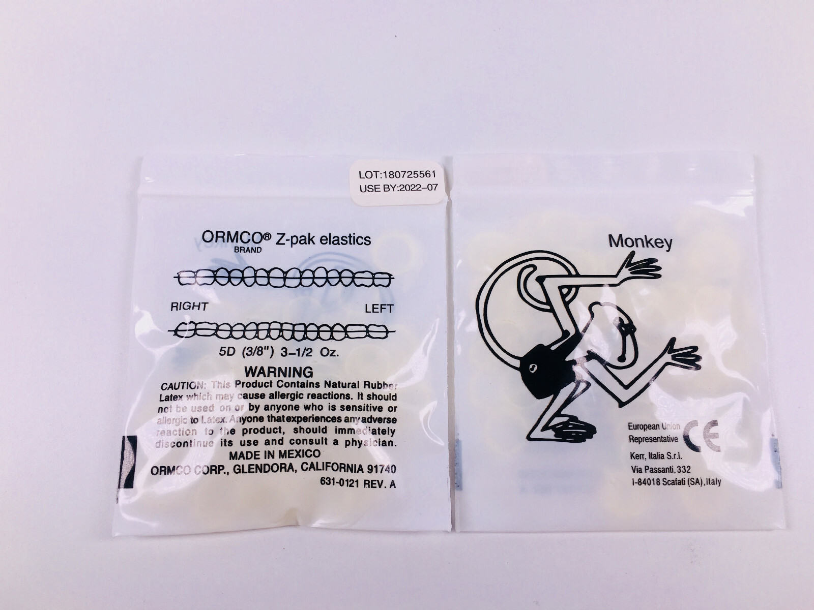 ORMCO Zoo Pack Elastics Dental Clear Yellow 5000/Box 3.5OZ 1/8 3/16 1/4 5/16 3/8