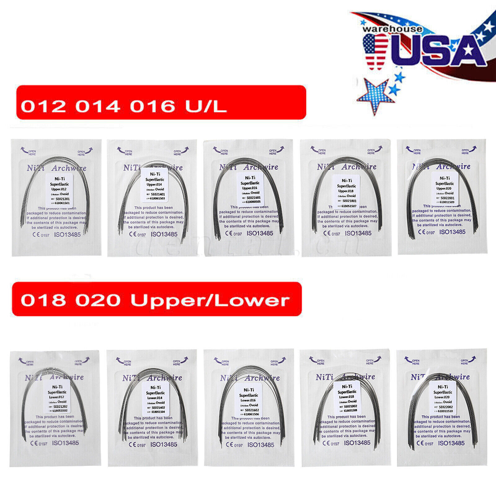 All Size Dental Orthodontic Super Elastic Niti Round Arch Wire Ovoid Form