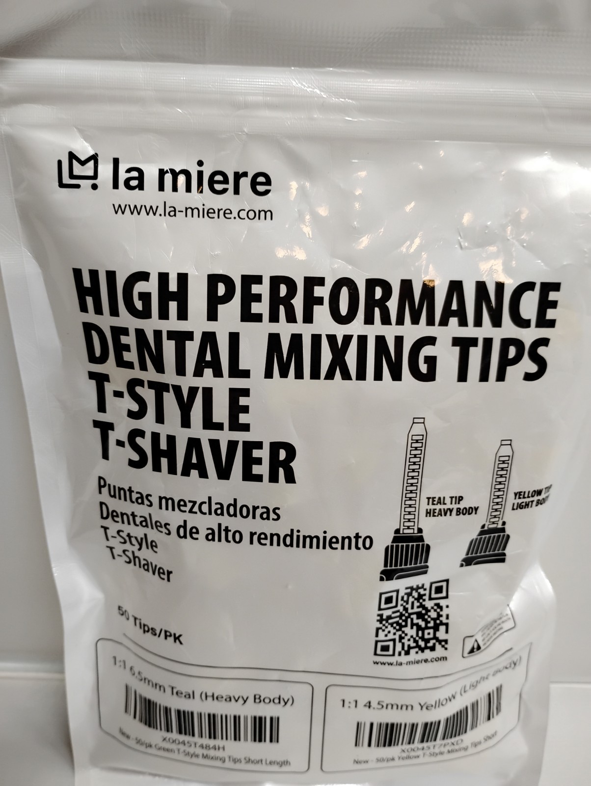 La Miere High Performance Dental Mixing Tips Short 4.5mm T-Style Yellow 50ct
