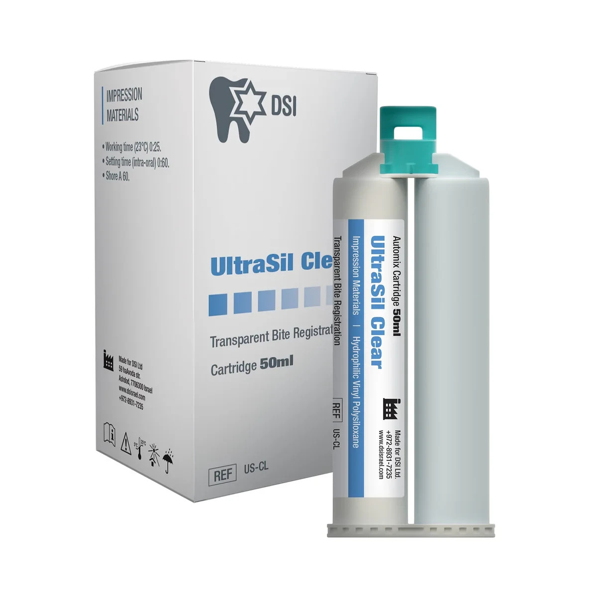 2/pk DSI Ultrasil Clear Bite Registration Material Transparent 50ml X2 US-CL