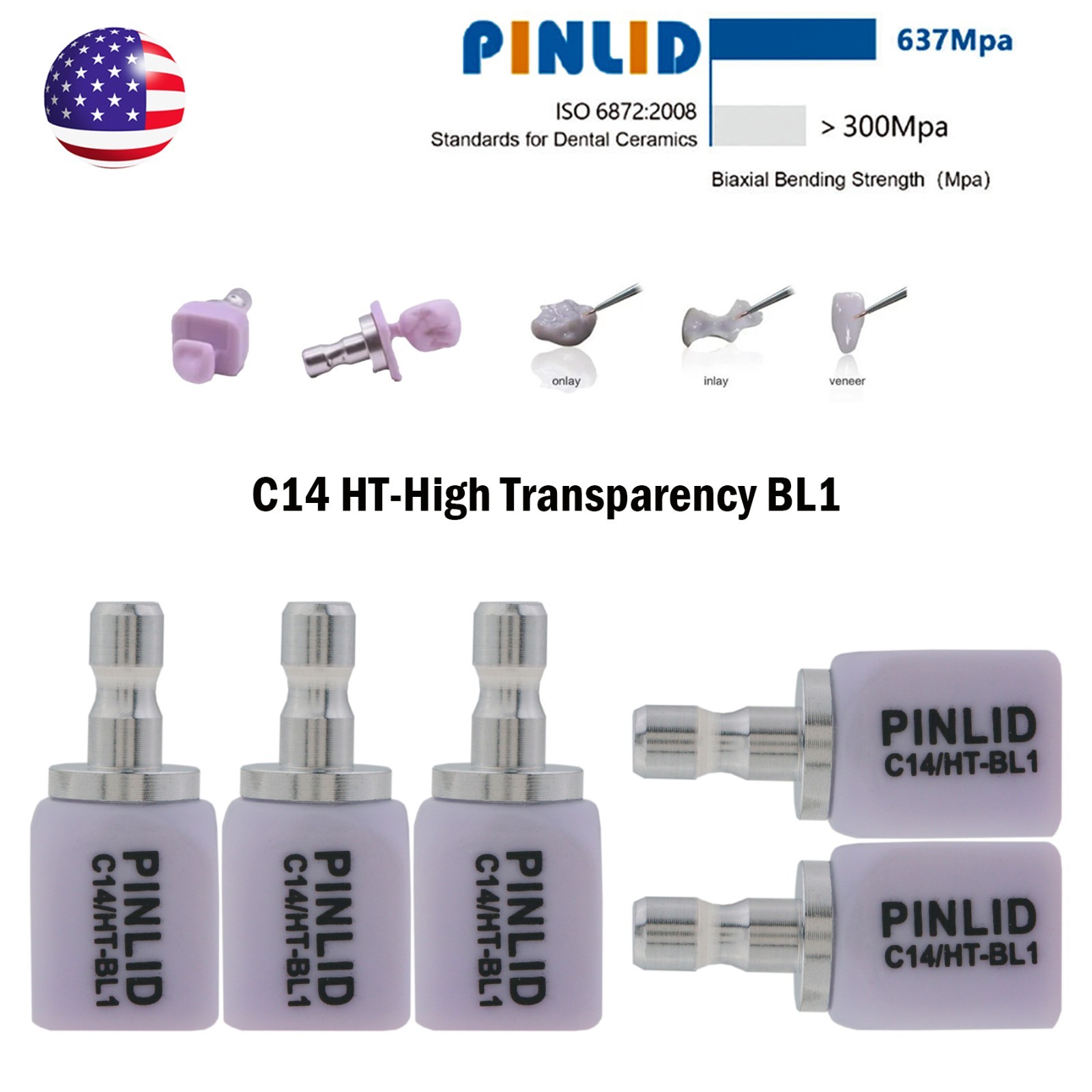US C14 Emax Dental Glass Ceramic HT LT Lithium Dislicate CAD/CAM Cerec Blocks