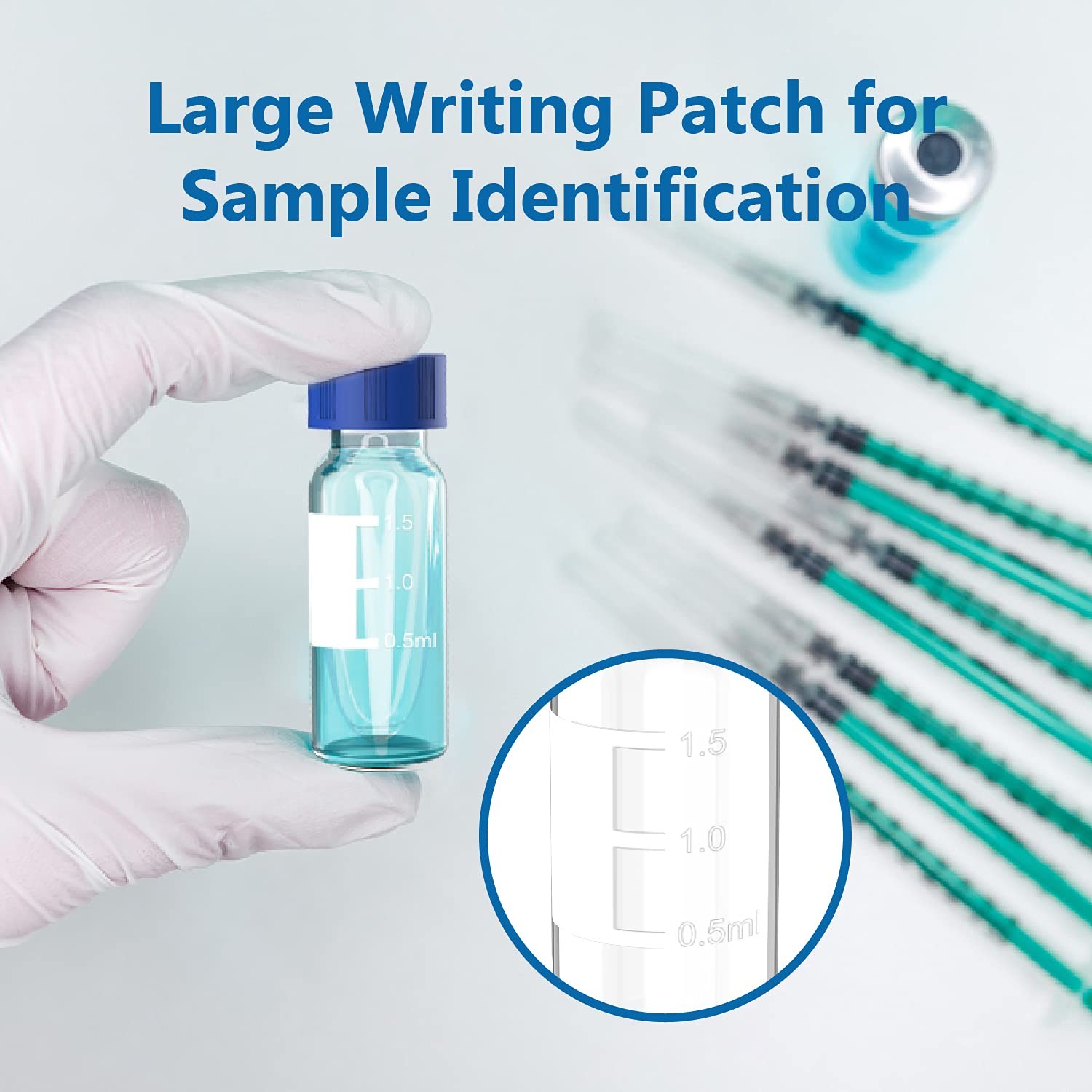 1000pcs 2mL Autosampler Vials Glass Vials HPLC Lab Vial 9-425 with Screw Cap Kit