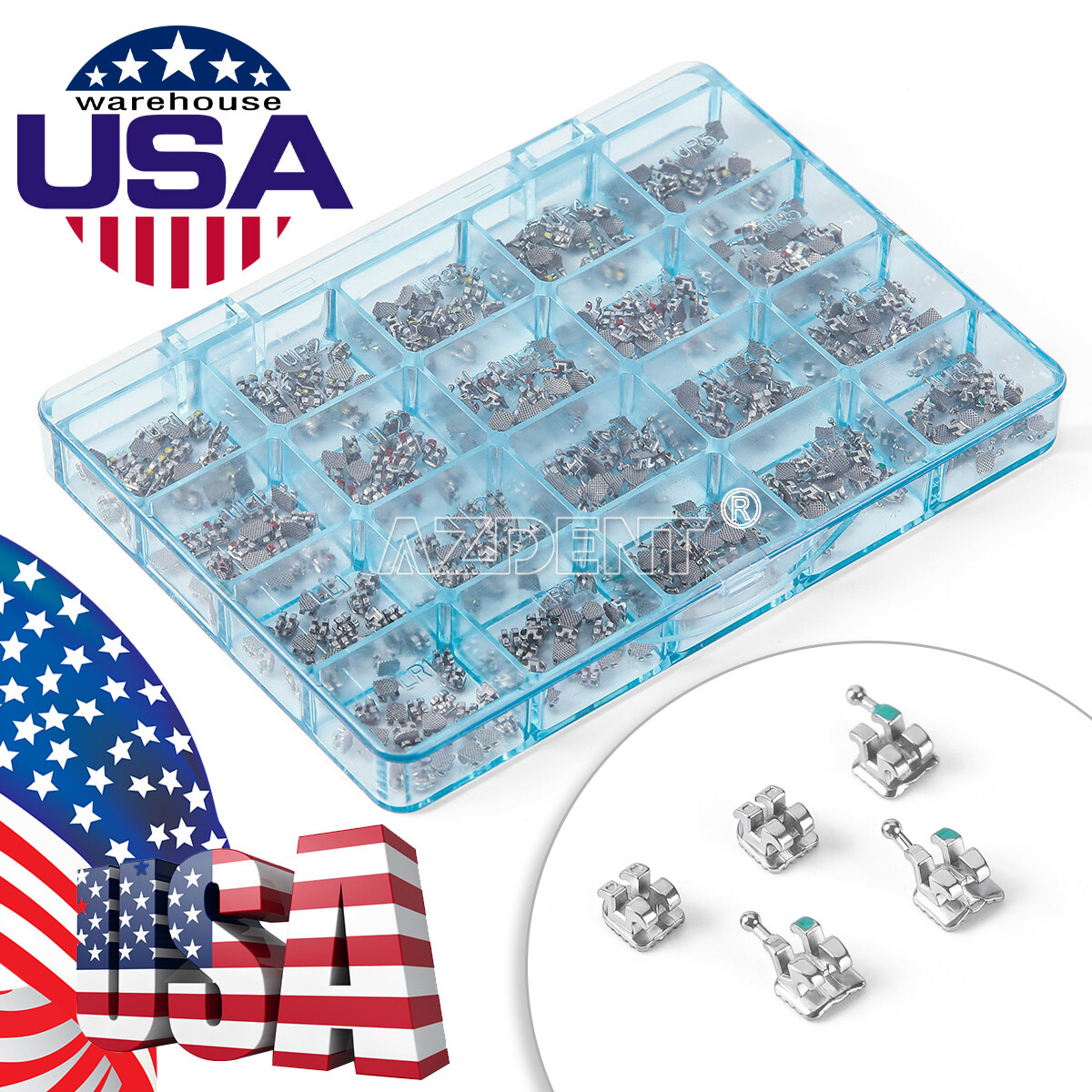 Dental Orthodontic MIM Monoblock Brackets Braces Mini Roth MBT 018 022 Hooks 345