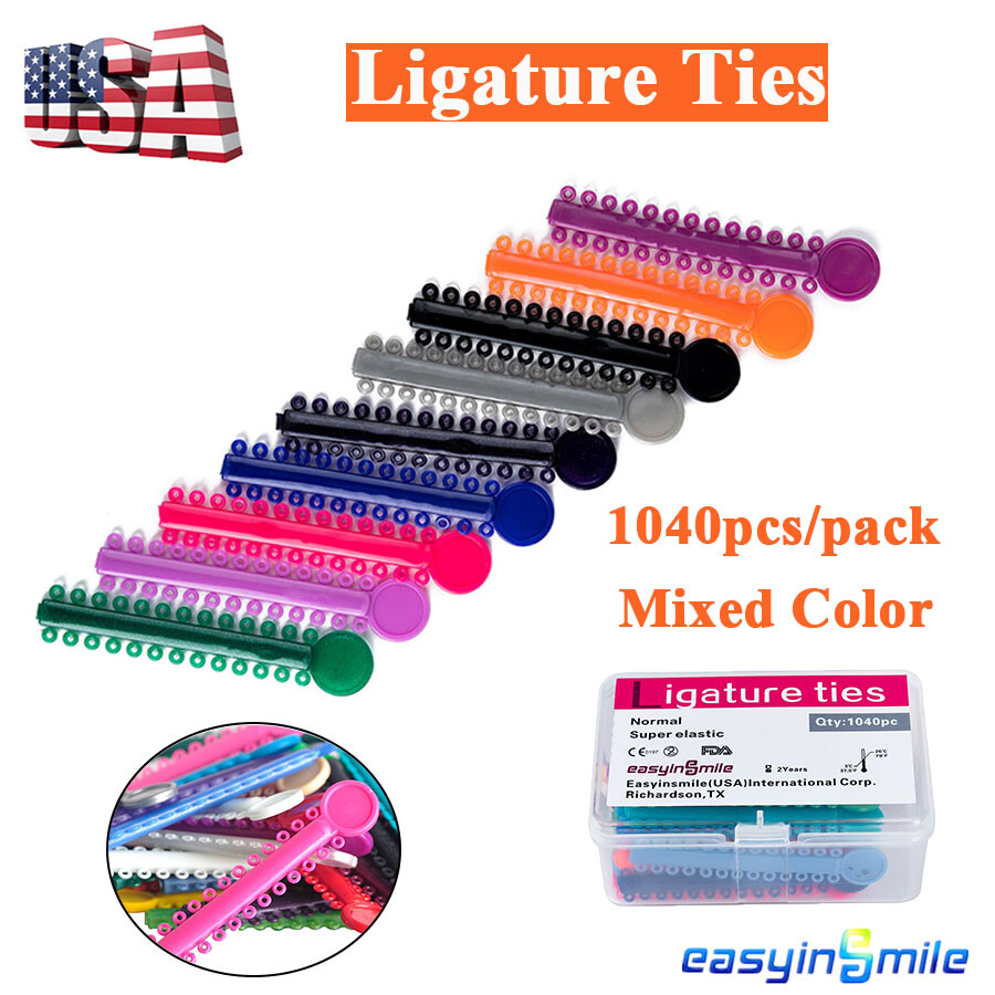 1040Pcs Dental Orthodontic Braces Ligature Ties Elastic Rubber Bands Mixed Color