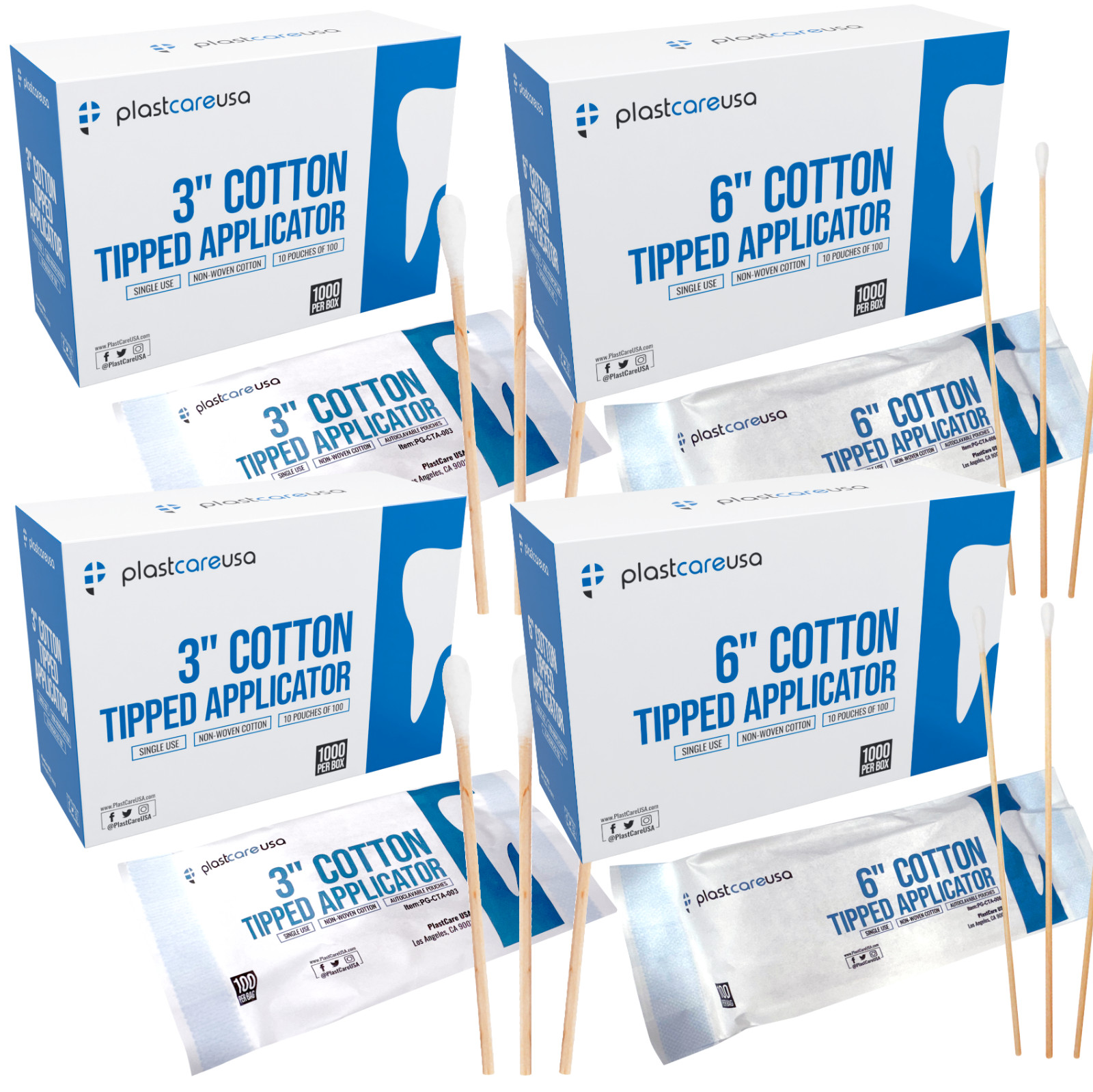 Cotton Tip Applicators 3″ 6″ Wooden Swabs Medical Dental Disposable (Choose Qty)