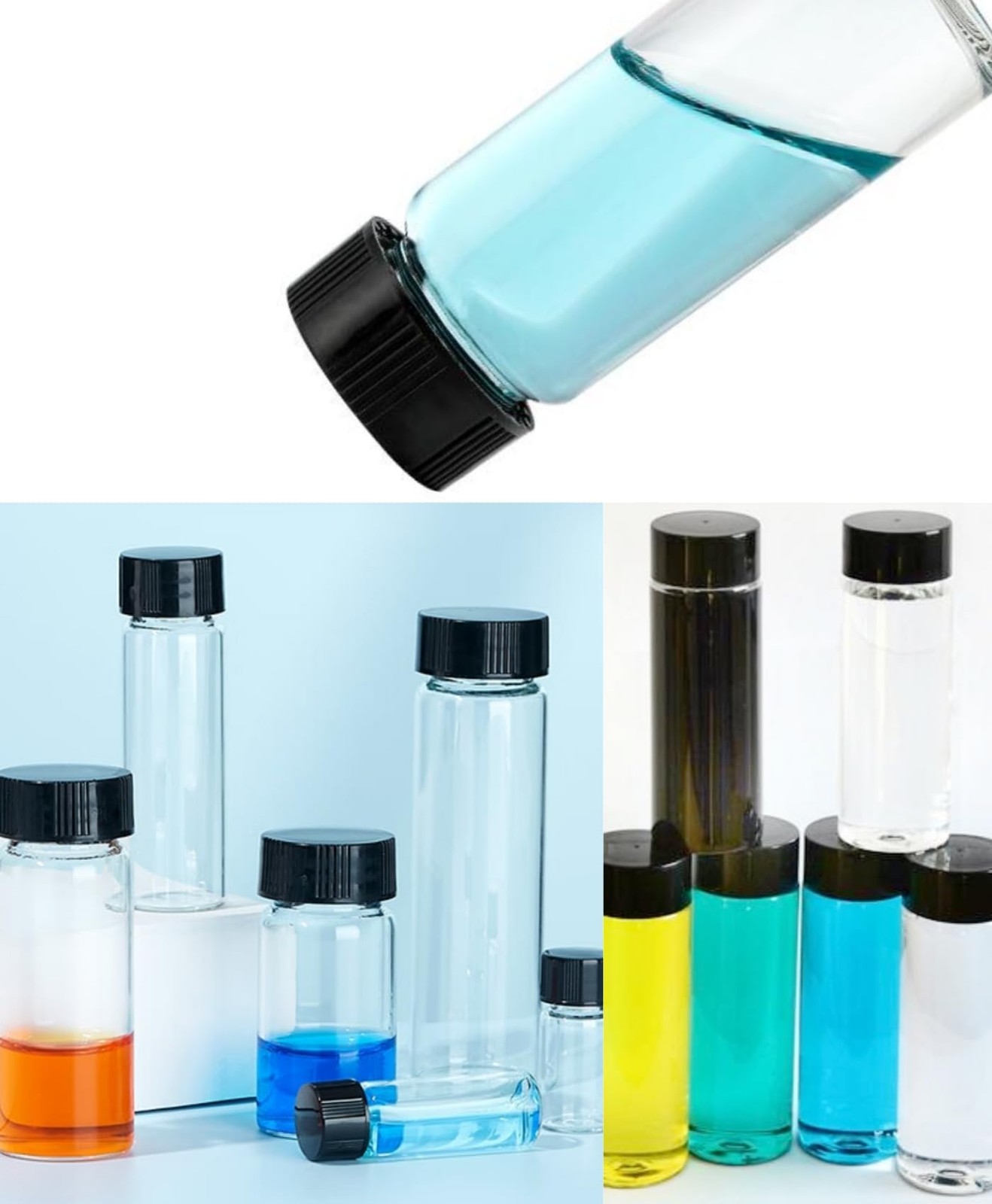 0.3Oz/10ml Clear Glass Vials with Screw Cap, Glass Sample Vial with PE Stopper