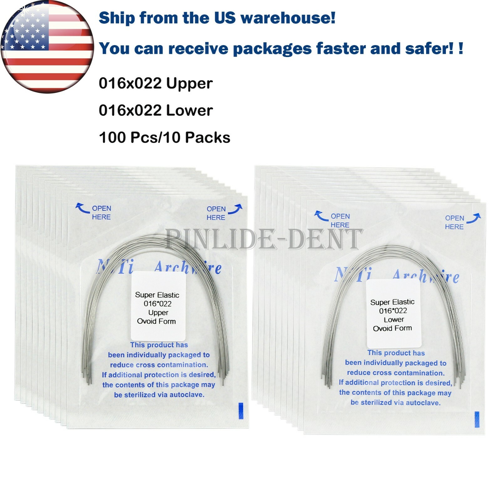US Dental Orthodontic Super Elastic Niti Rectangular Arch Wires Ovoid All Size