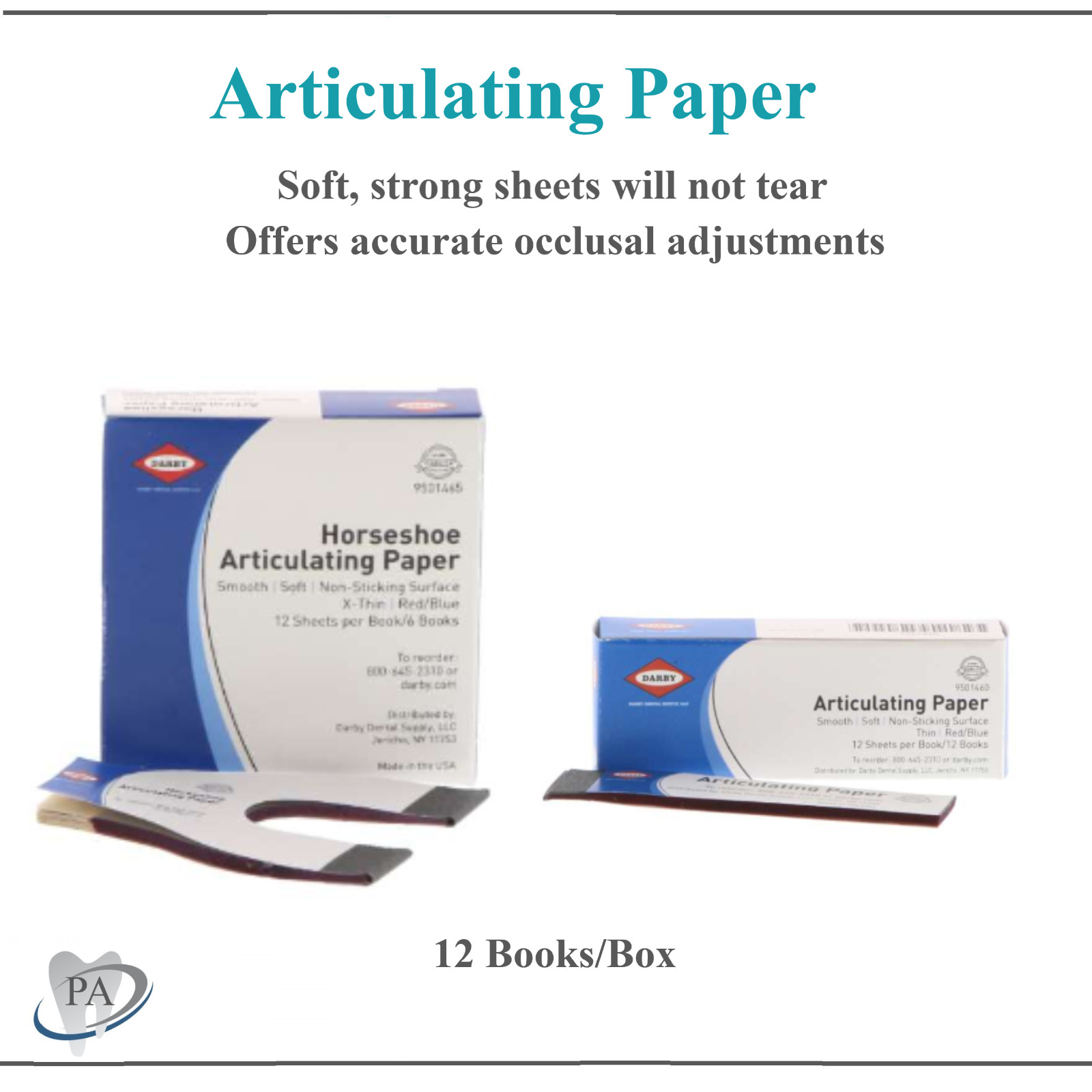 Dental Articulating Paper XXThin, Horseshoe X-Thick, For Occlusion procedures