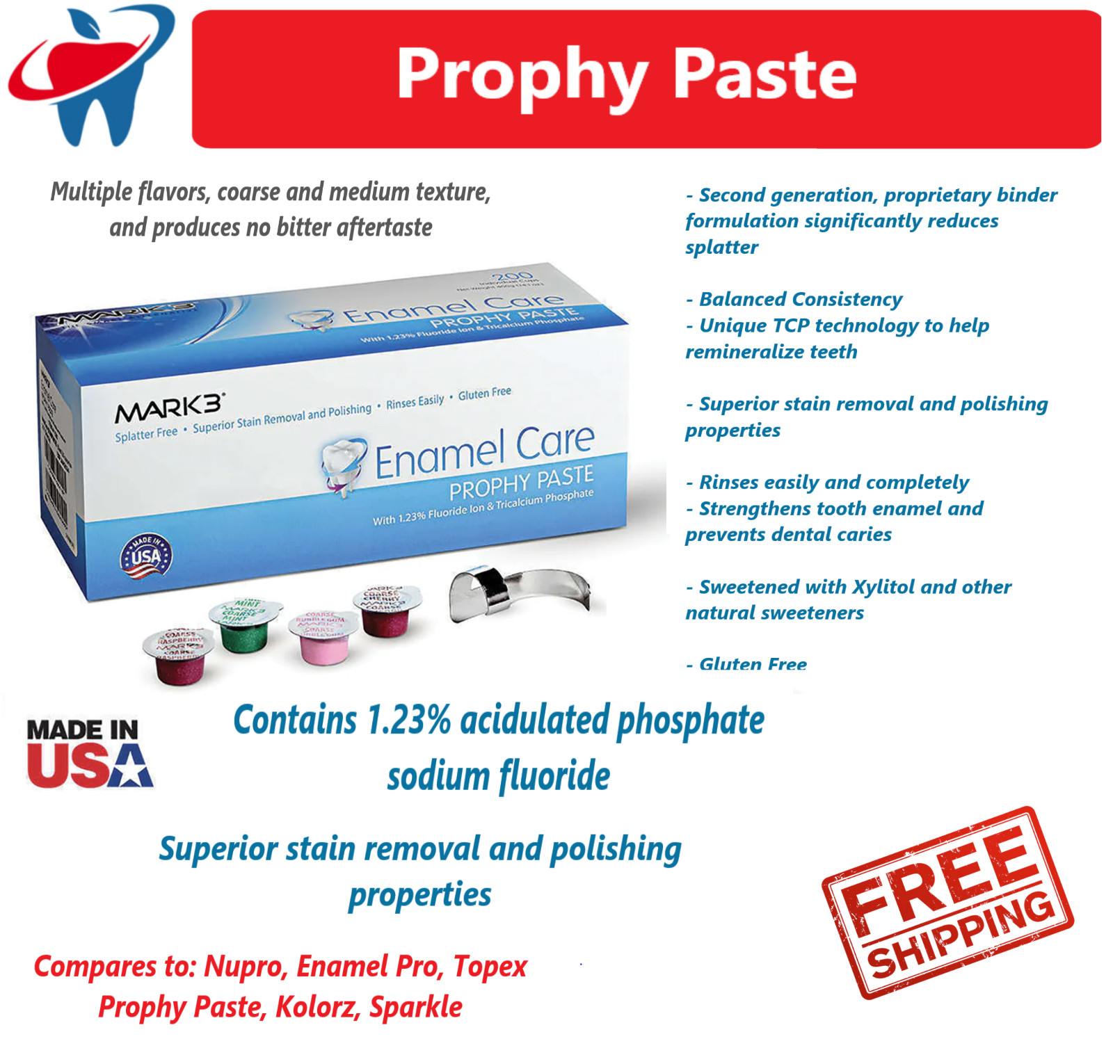 Prophy Paste Dental Prophylaxis Coarse Medium Fine Extra X-Coars up to 2000 cups