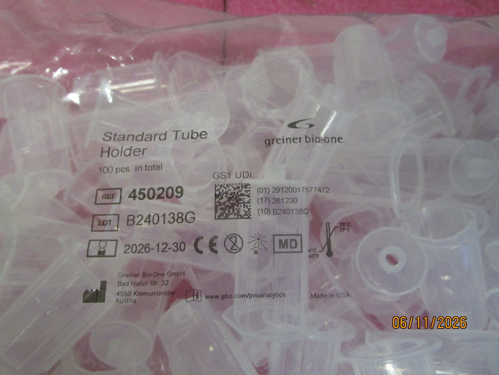 Qty (800) Greiner Bio-One 450209 Standard Tube Holder – Expires 12/31/2026