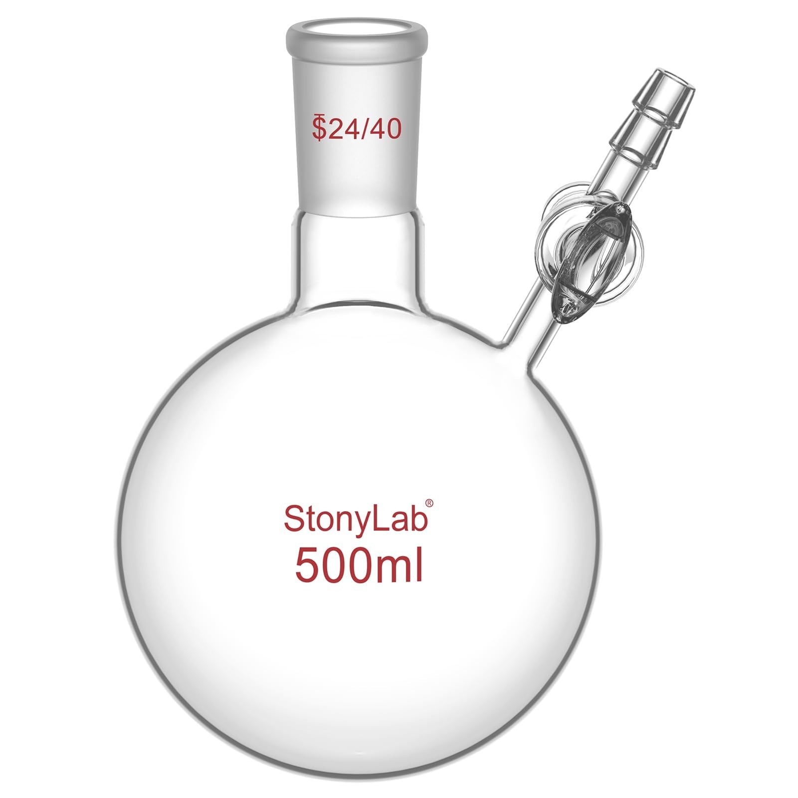 500ml Borosilicate Glass Reaction Flask with Stopcock Valve, 24/40 Joint, Lab Us