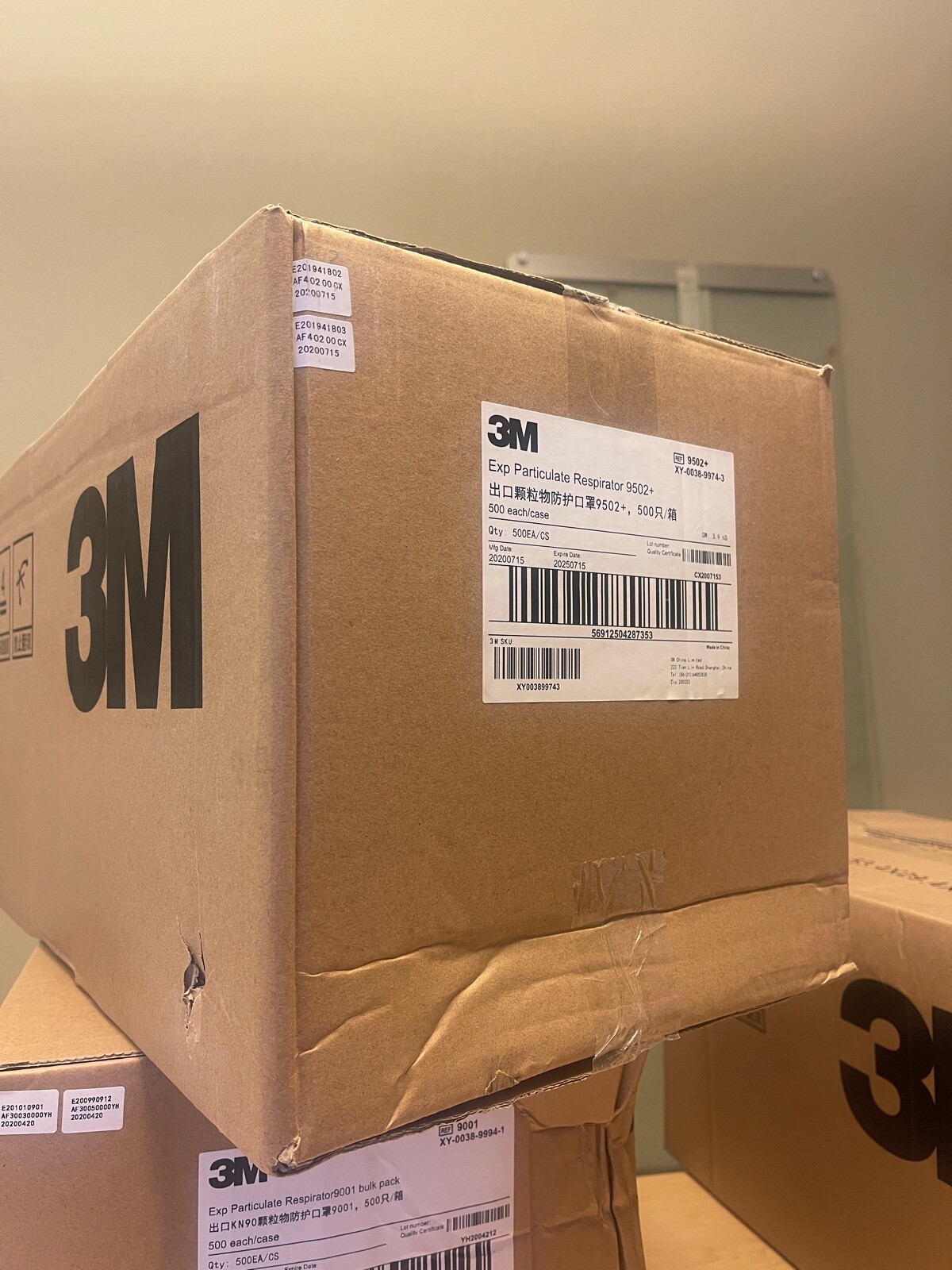 Case OF 500 3m Masks 9502+ KN95 Free Shipping