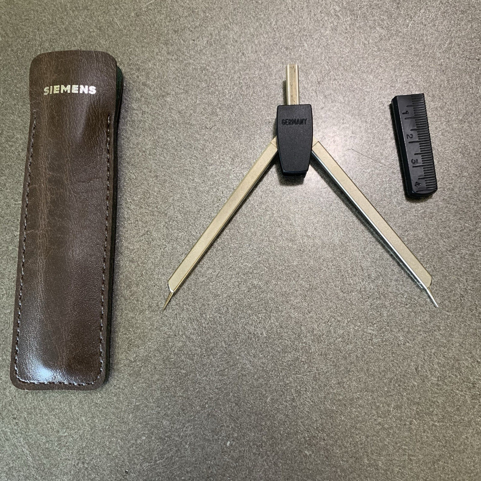 Siemens Pacesetter ECG EKG Calipers Germany with Leather Sleeve & Ruler Cap VTG