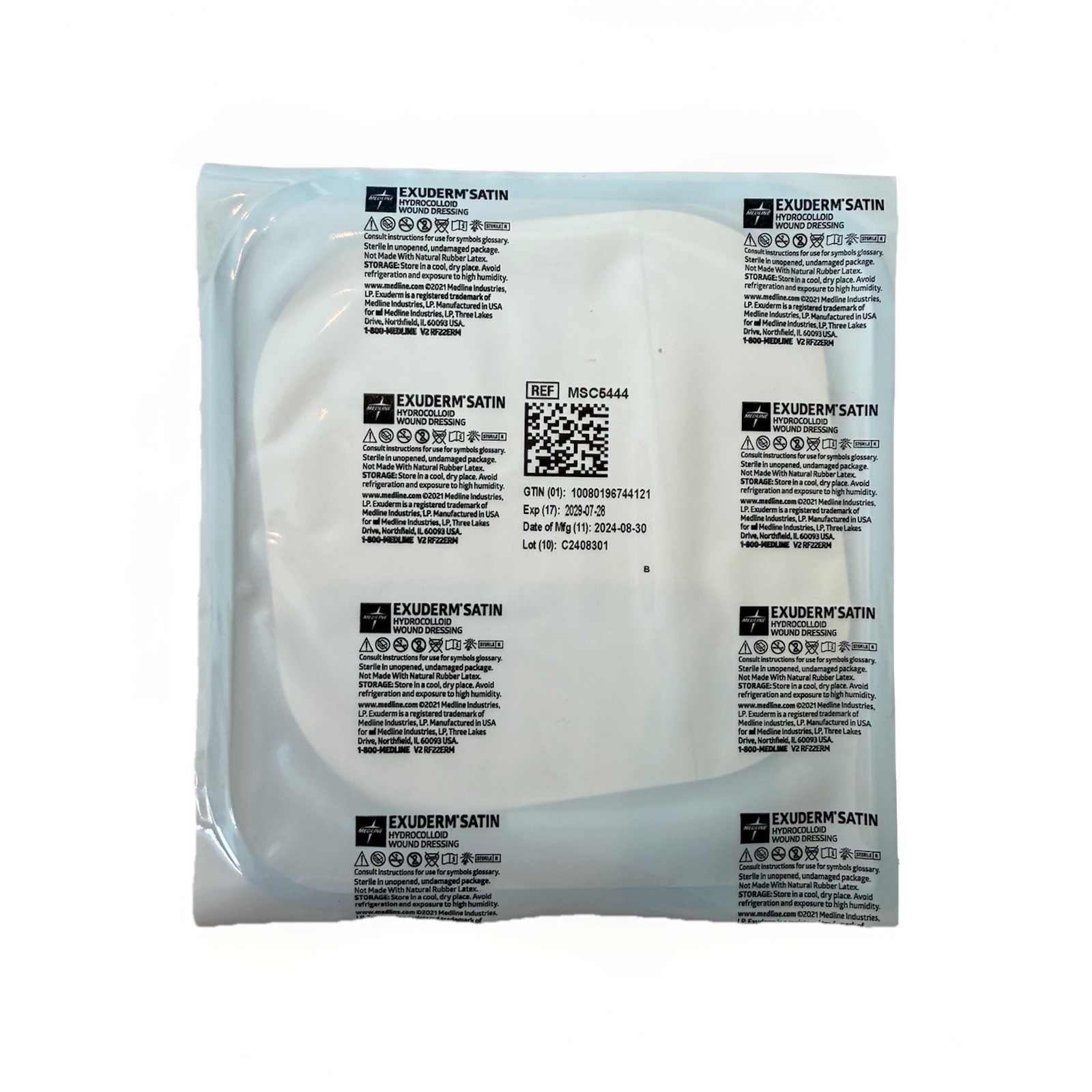 Medline Exuderm Satin Hydrocolloid Dressing 4×4 Square 10 Sterile MSC6444
