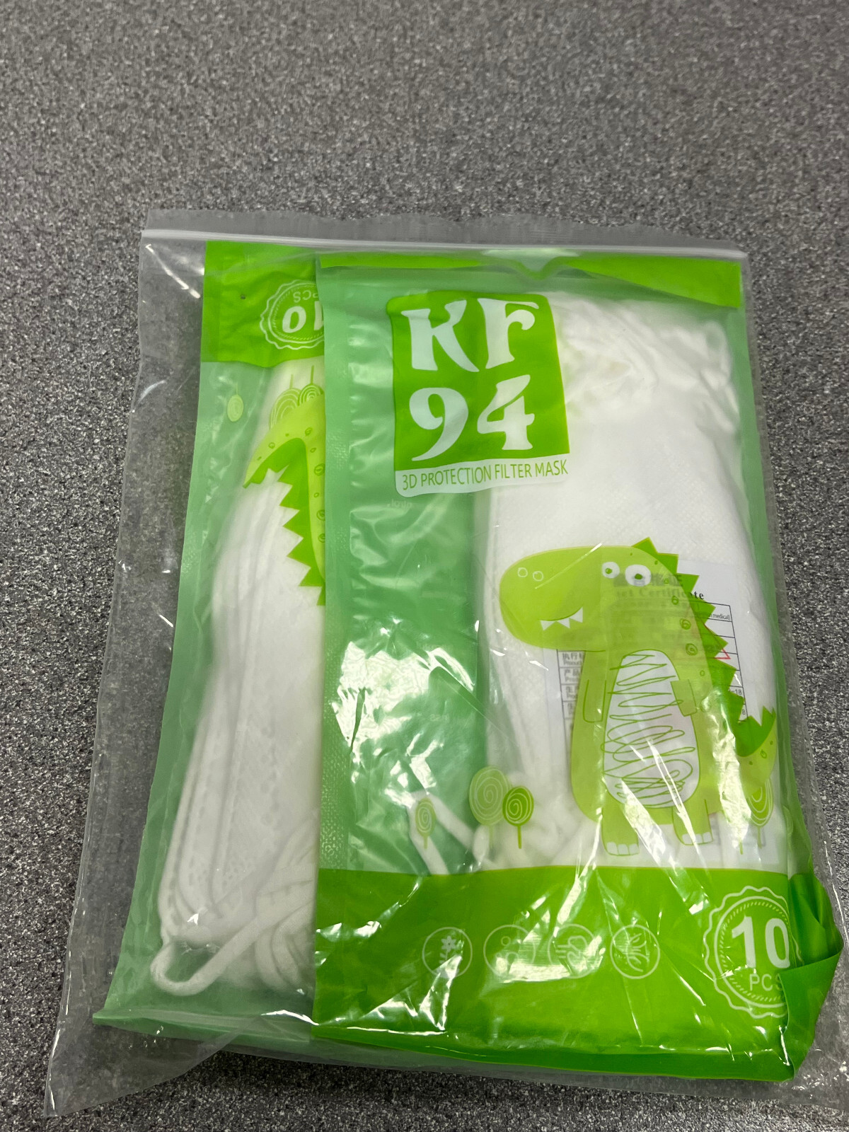 Kids KF94 4 Layer Protective Mask White, Dust Mask 3D 10pc per pack, 2pk per bag