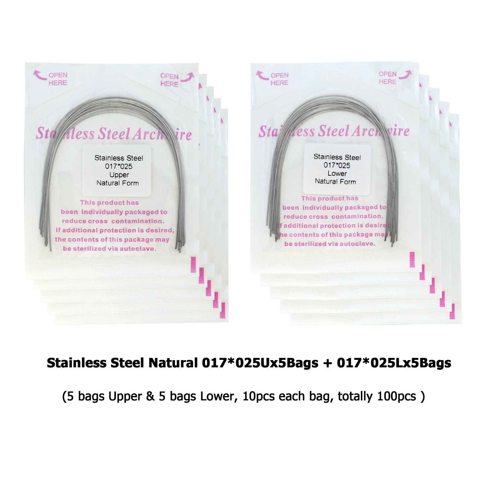 Dental Orthodontic Arch Wire Natural Form Niti Stainless Steel Round Rectangular