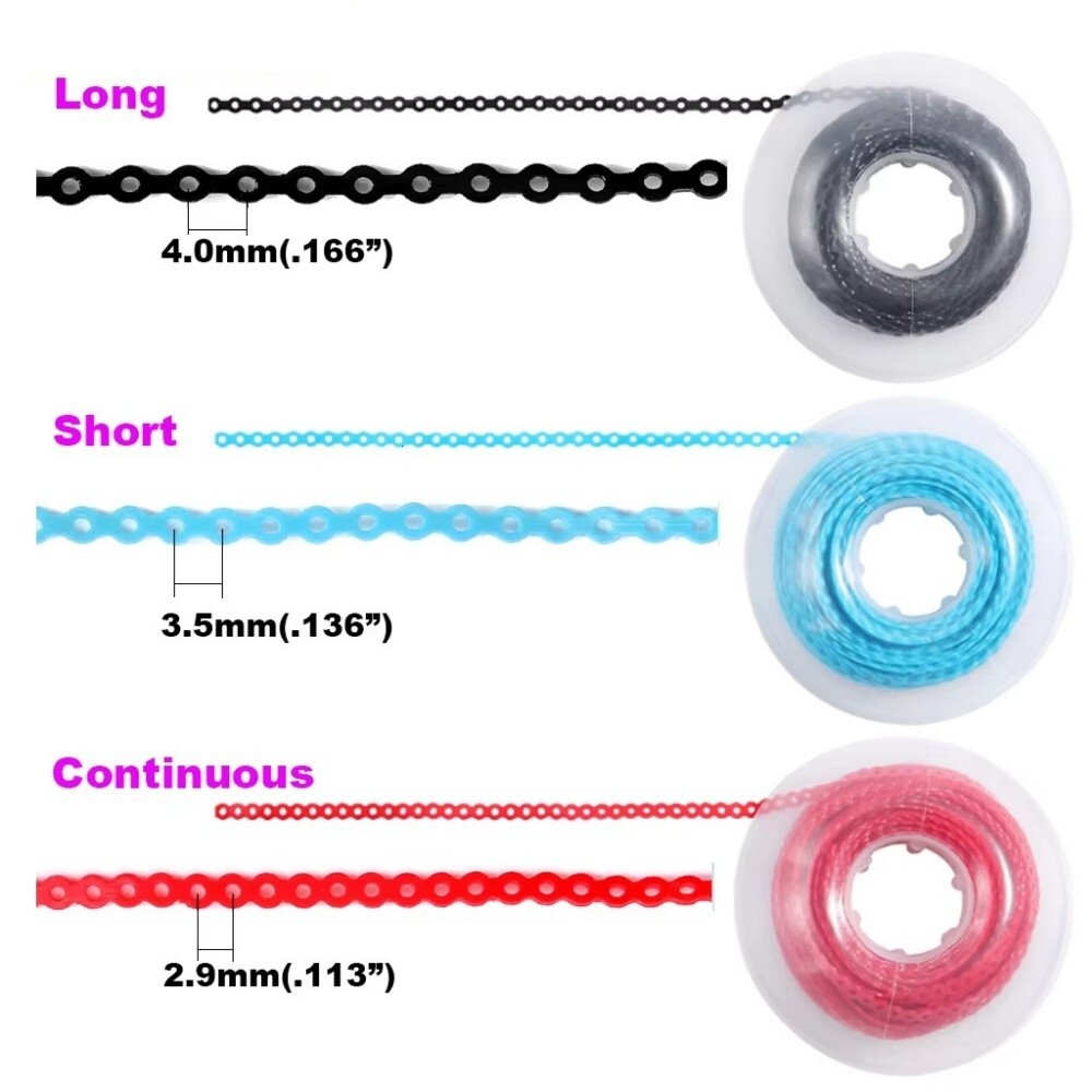 Dental Orthodontic Elastic Power Chains Ligature Ties Rubber Bands Bracket Brace