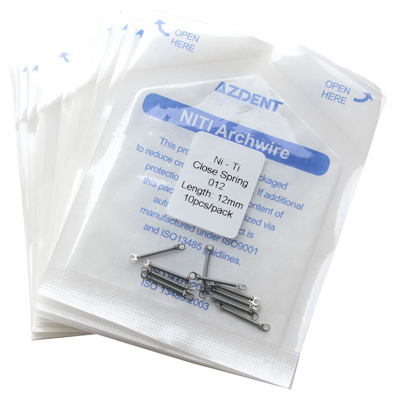 10 Pcs AZDENT Dental Orthodontic NiTi Alloy Closed Coil Spring 0.012/0.010 Force