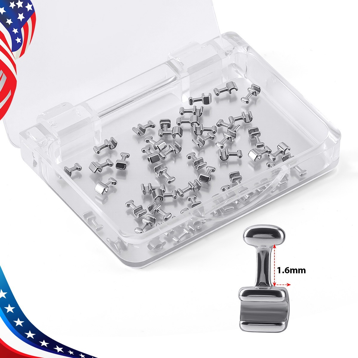 AZDENT Dental Ortho Crimpable Hooks Use Archwires 1.6/1.8/2.1/2.7/3.1/4/5.5/7mm