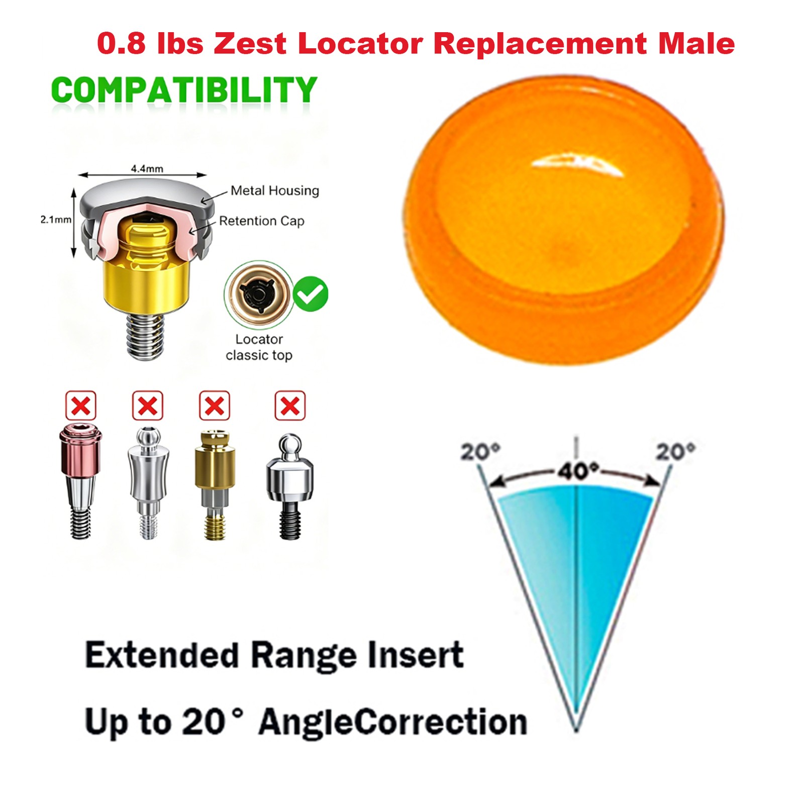 US ZEST LOCATOR Overdenture Caps Abutment Ti Hiossen ET Osstem TS Mini/Regular