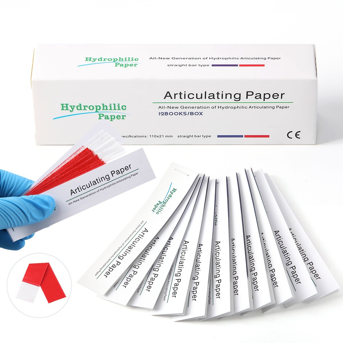 AZDENT Dental Articulating Paper Double Sided Strips Thick 100µm Blue/Red