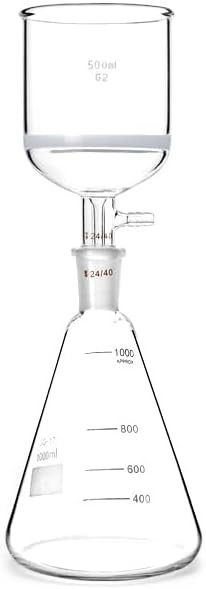 Borosilicate Glass 500ml Buchner Filtering Funnel and 1000 mL Erlenmeyer Flask,