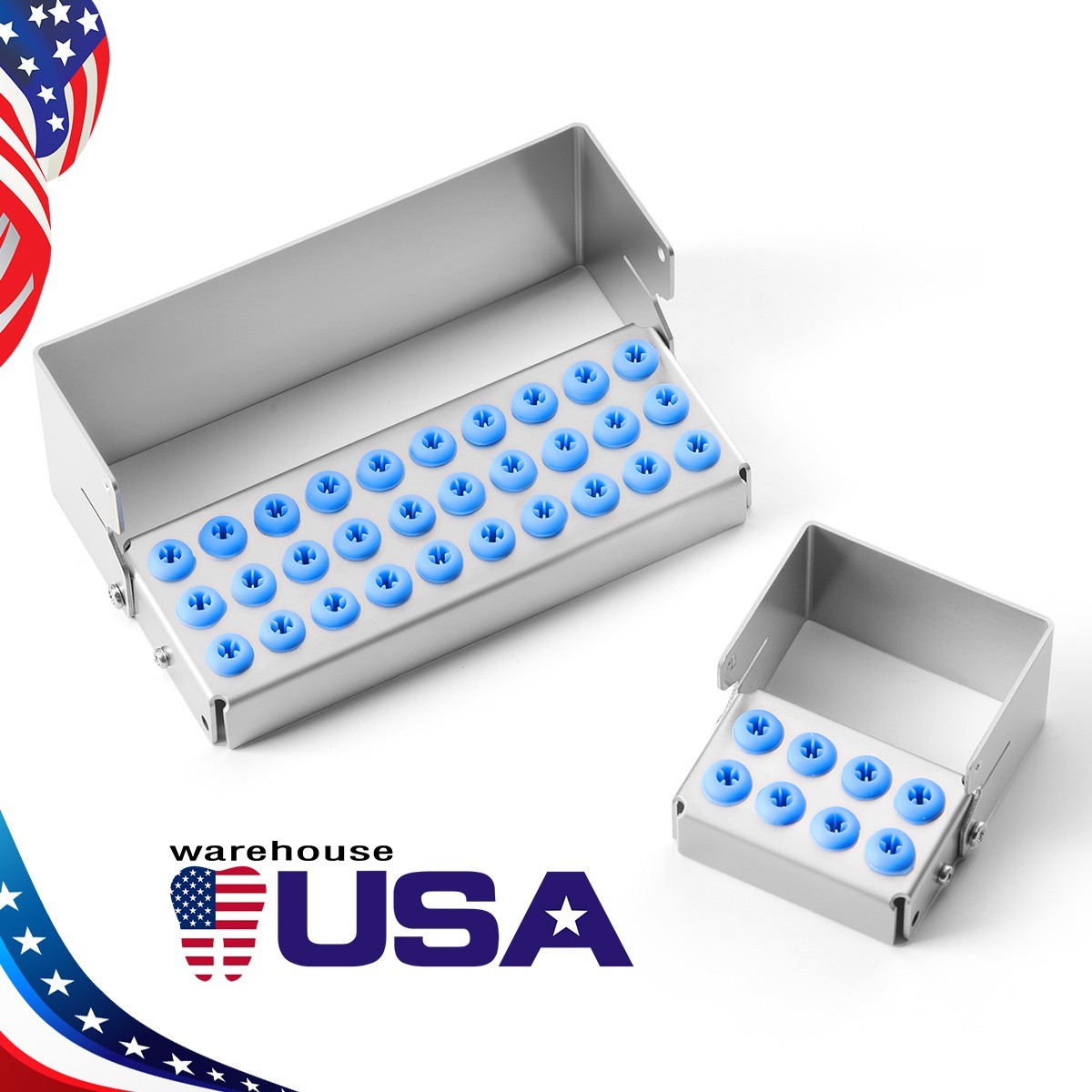 8/30Holes Bur Dental Burs Disinfection Autoclave Stand Holder Block Case Steel