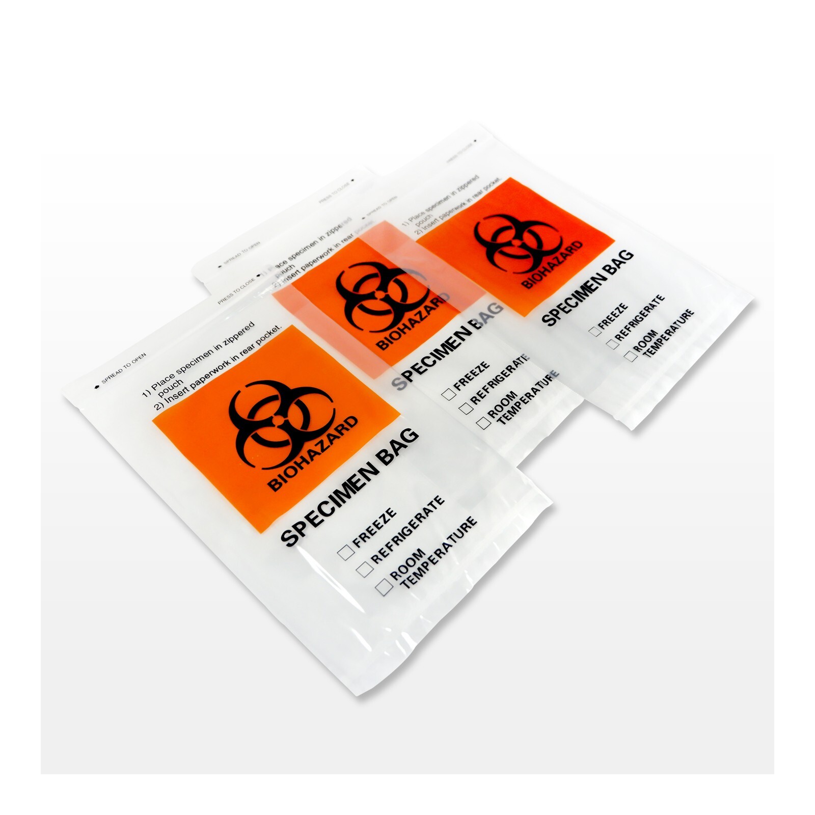 1000pcs Bags 6x9In Specimen Transport Biohazard Bag, 2 Pockets, Econo-Zip, 30029