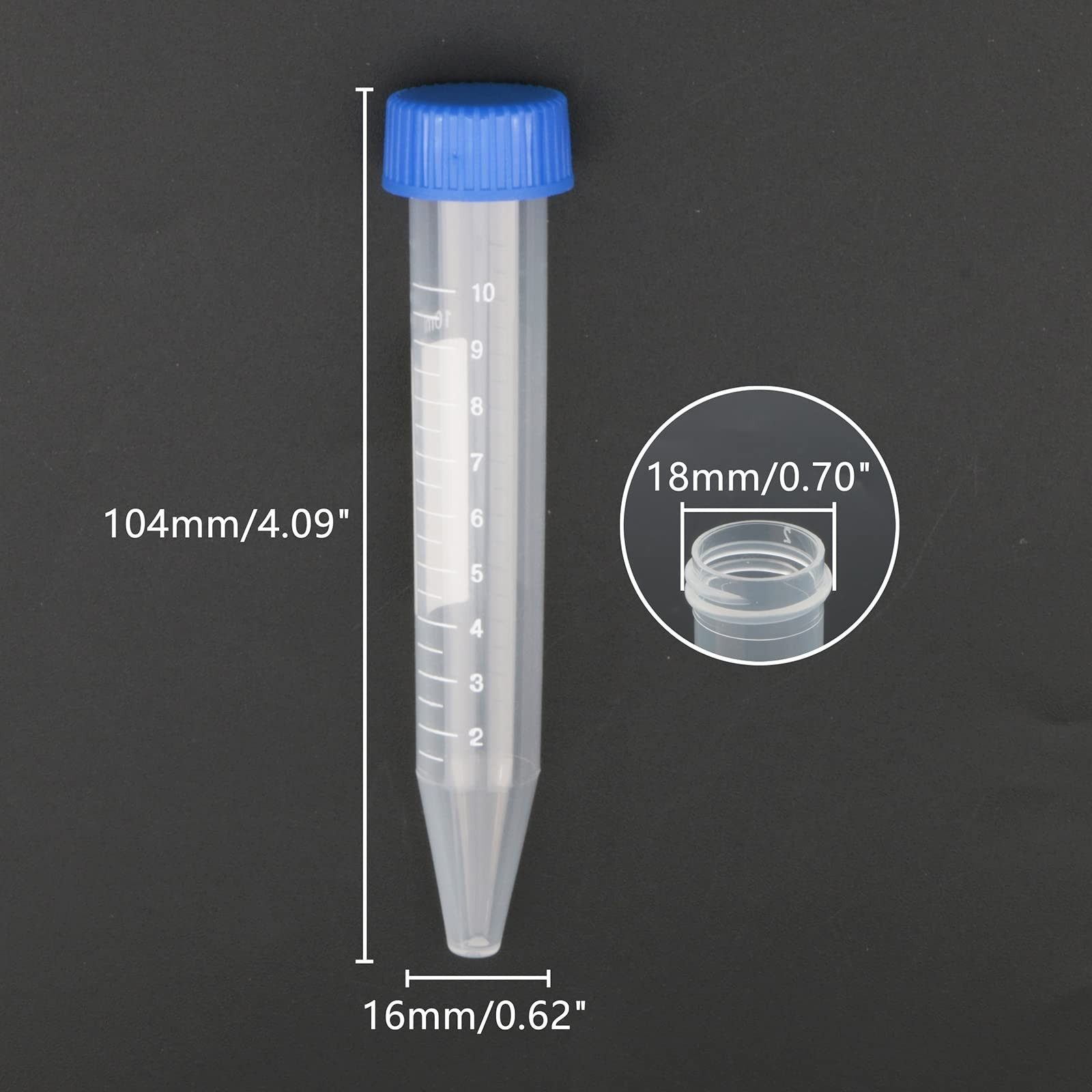 Kesell 10ml Centrifuge Tube Conical Bottom Blue Screw Cap with Clear…