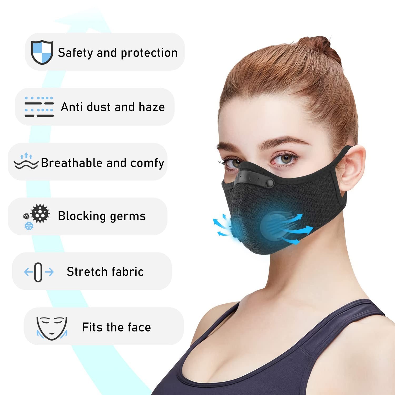 Dust Face Mask Anti-Fog Outdoor Cool Sports Mask Reusable Face Protection (Wine)