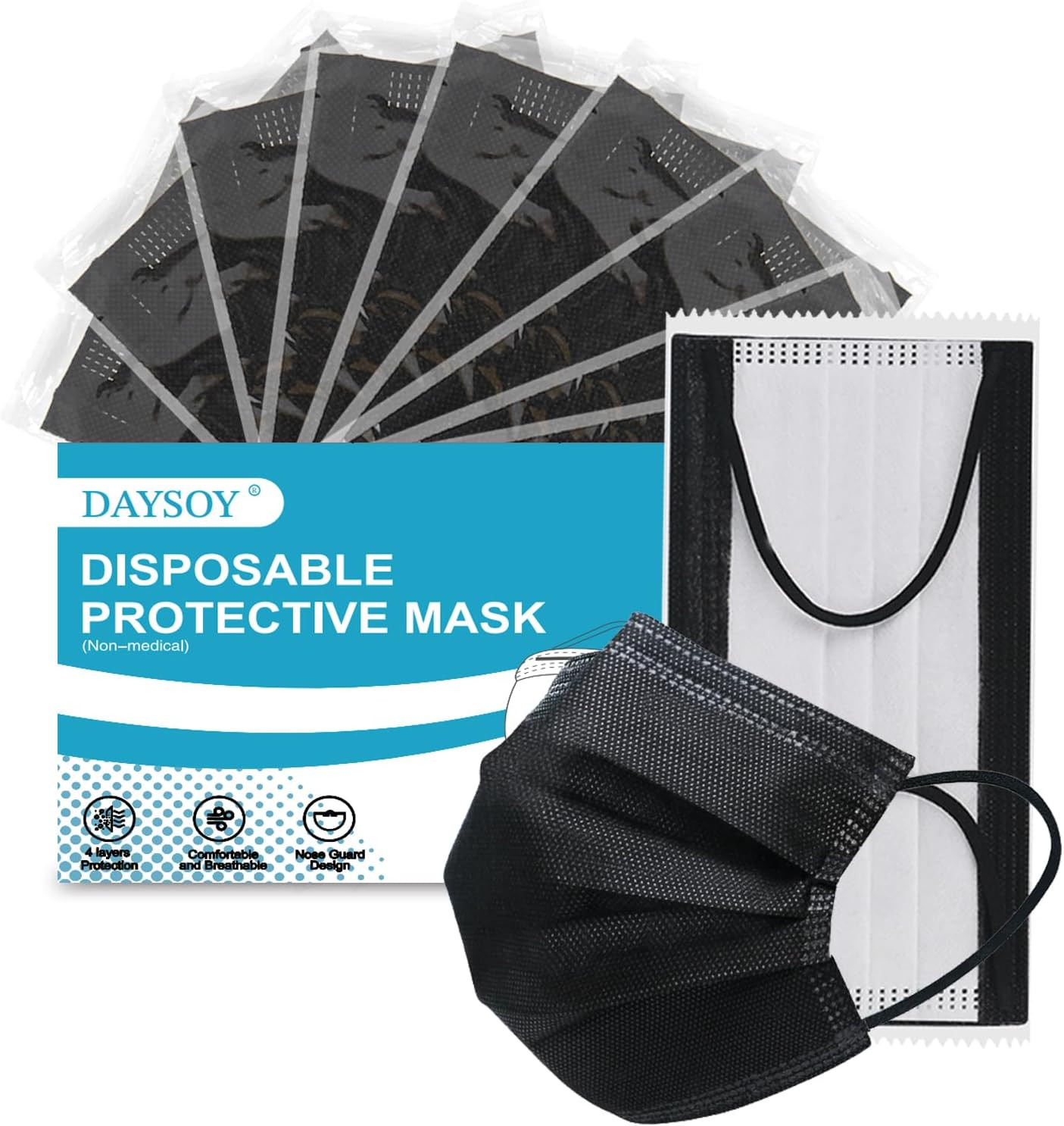 Individually Wrapped 4-Layer Filter Disposable Face Mask Single Use Dust Safety