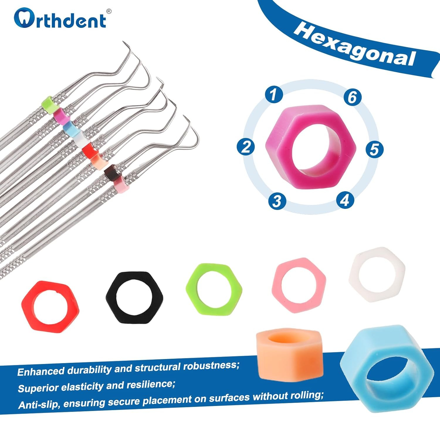 100Pcs Multi-Color Orthodontic Silicone Code Rings for Dental Instruments