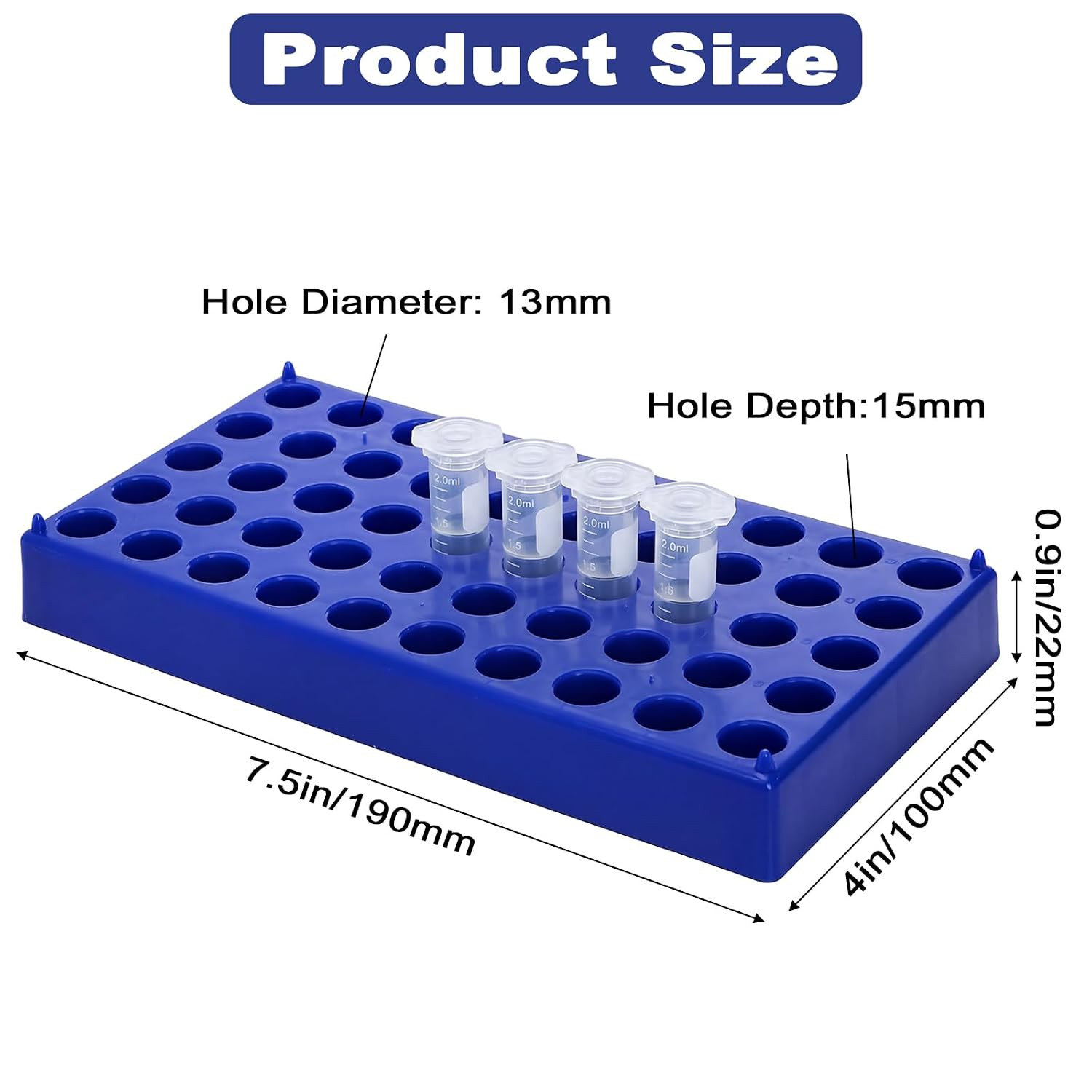 6 Pack 50 Hole Vial Rack 13mm Tube Holder for 2mL HPLC Sample Bottles Blue