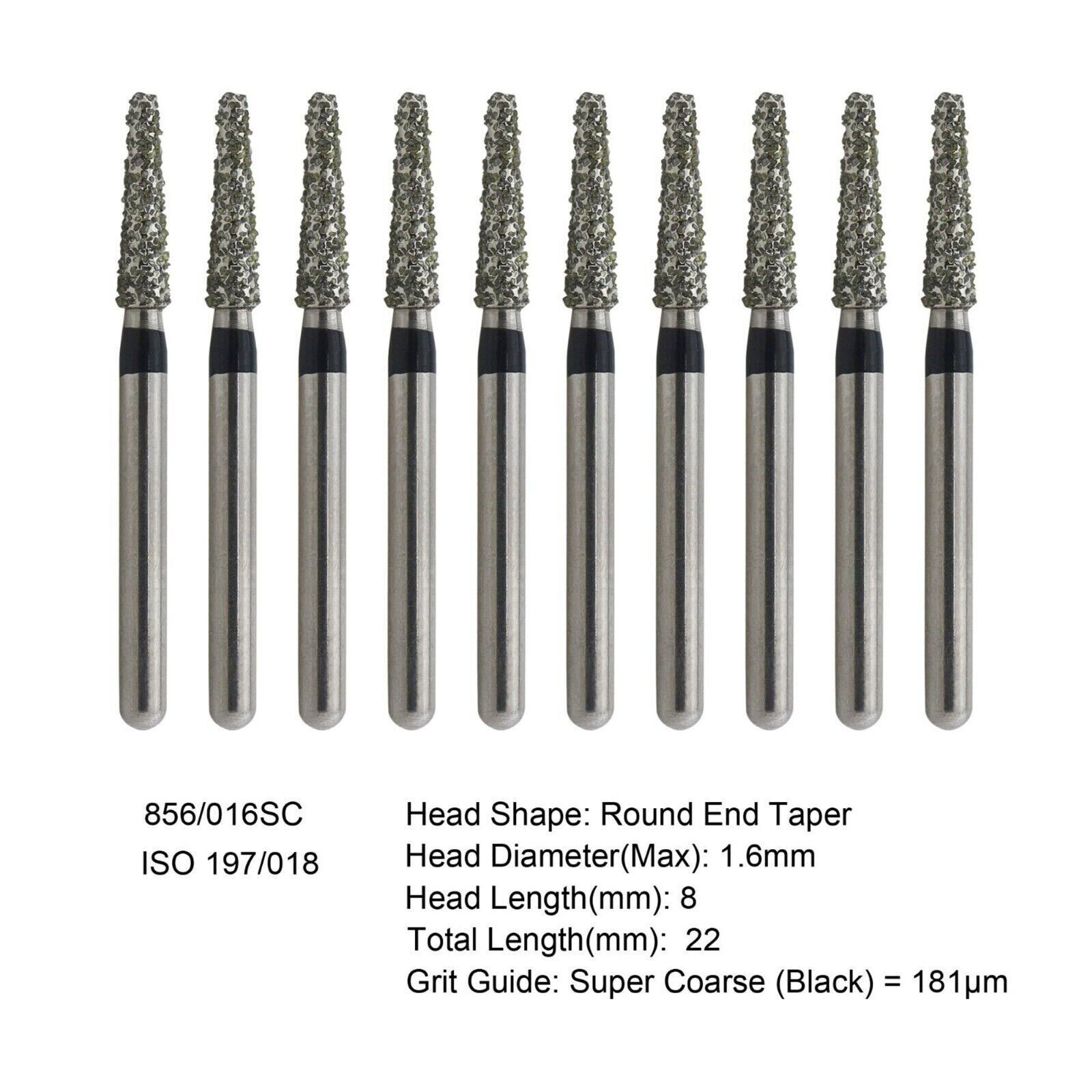 Dental Diamond Burs FG Round End Taper Super Coarse Fine Grit High Speed 856 850
