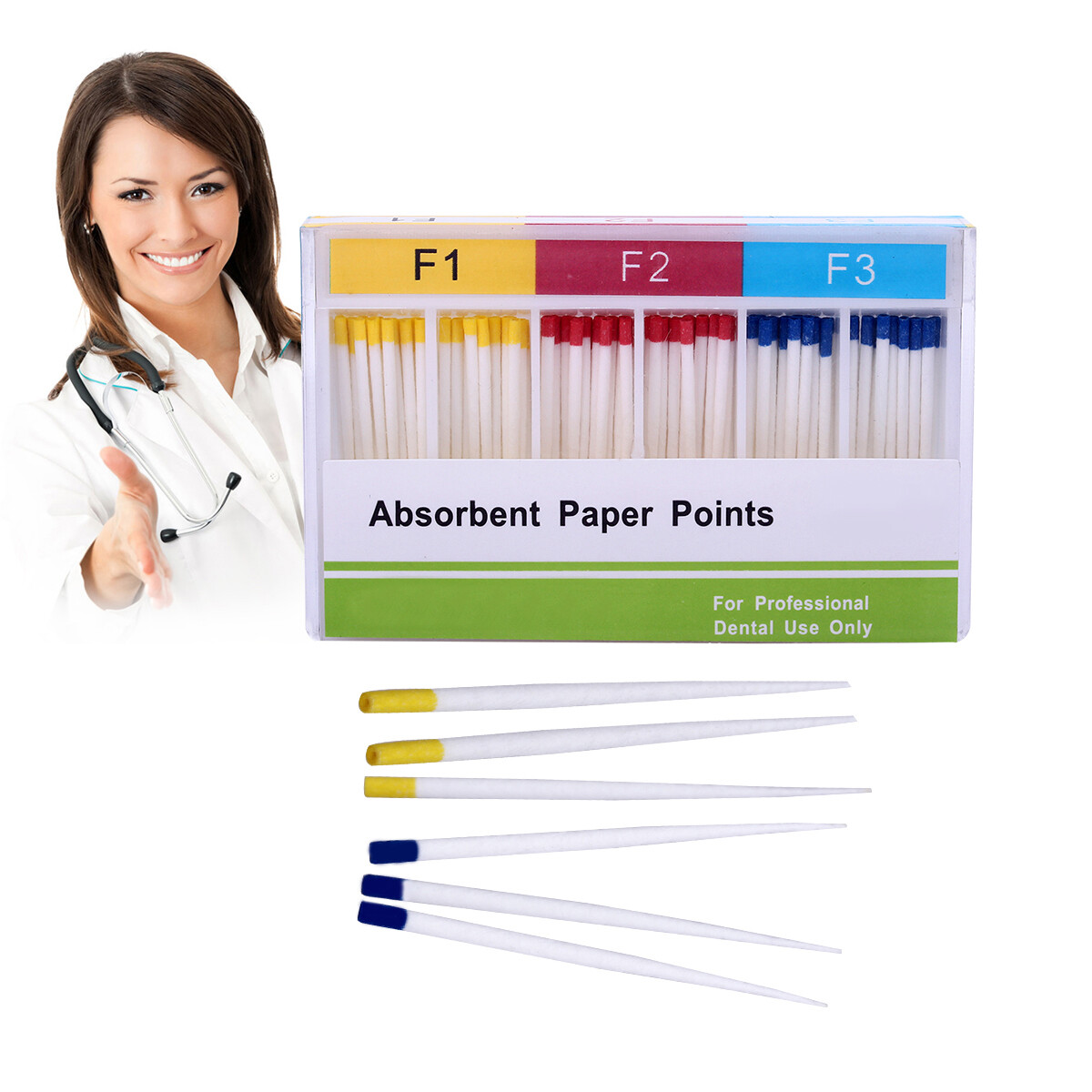 5-100Pack Dental Absorbent Paper Points F1 F2 F3 Root Canal Endodontic