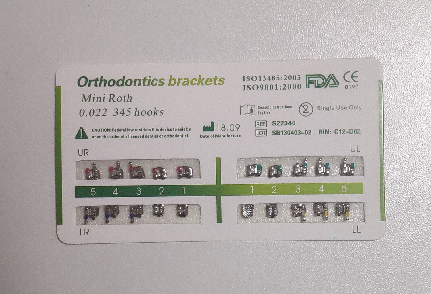 10 Sets Dental Metal Bracket MIM Monoblock Mini Roth 022 345 hooks Mesh Base