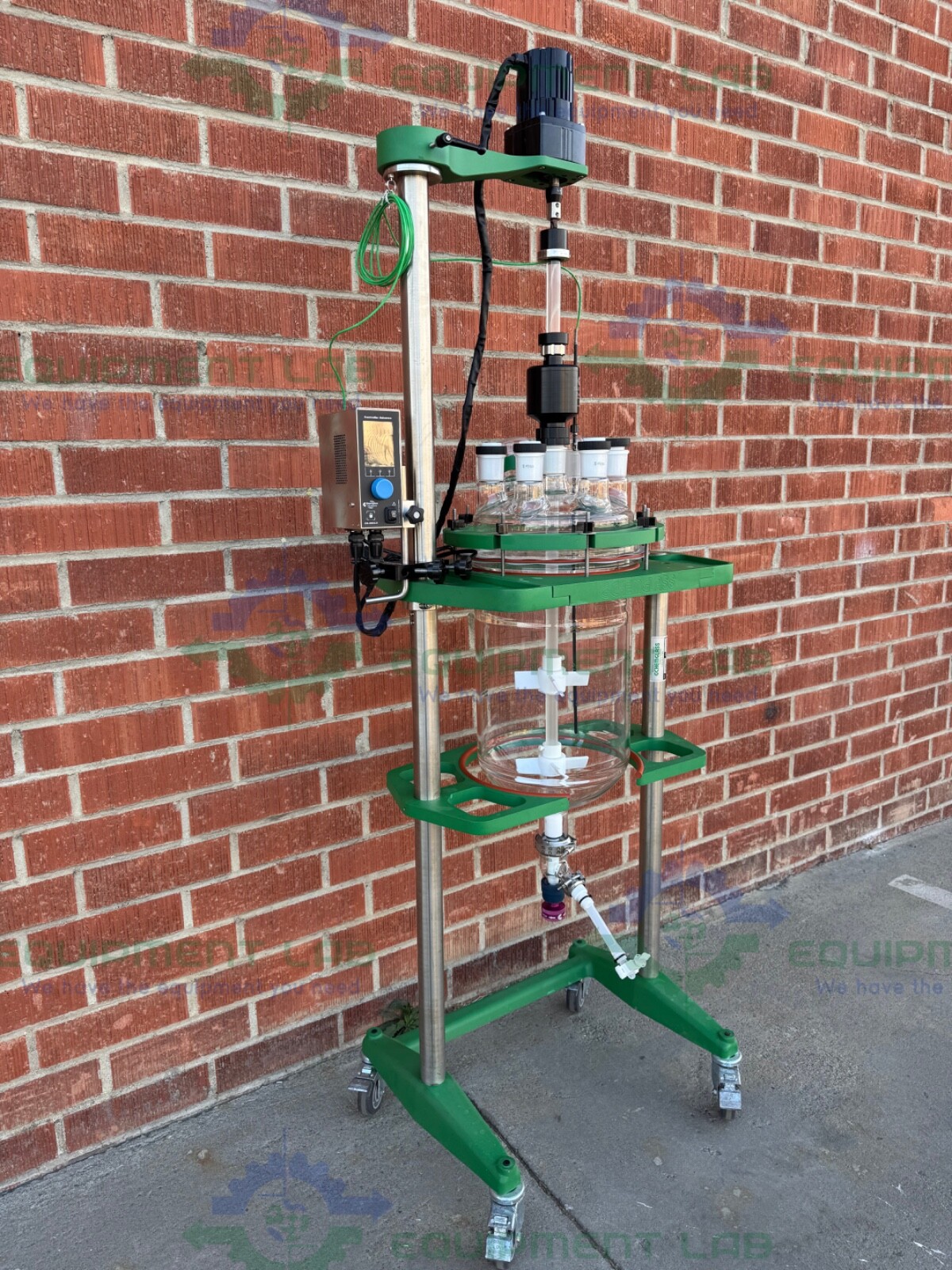 Chemglass 30 Liter Glass Reactor w/ Chemglass Overhead 1/4 HP Stirrer