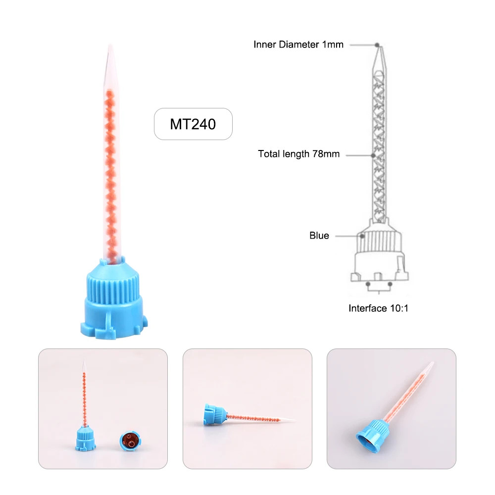50pcs Dental Impression Material Silicone Rubber Crown Mixer Nozzle Mixing Tips