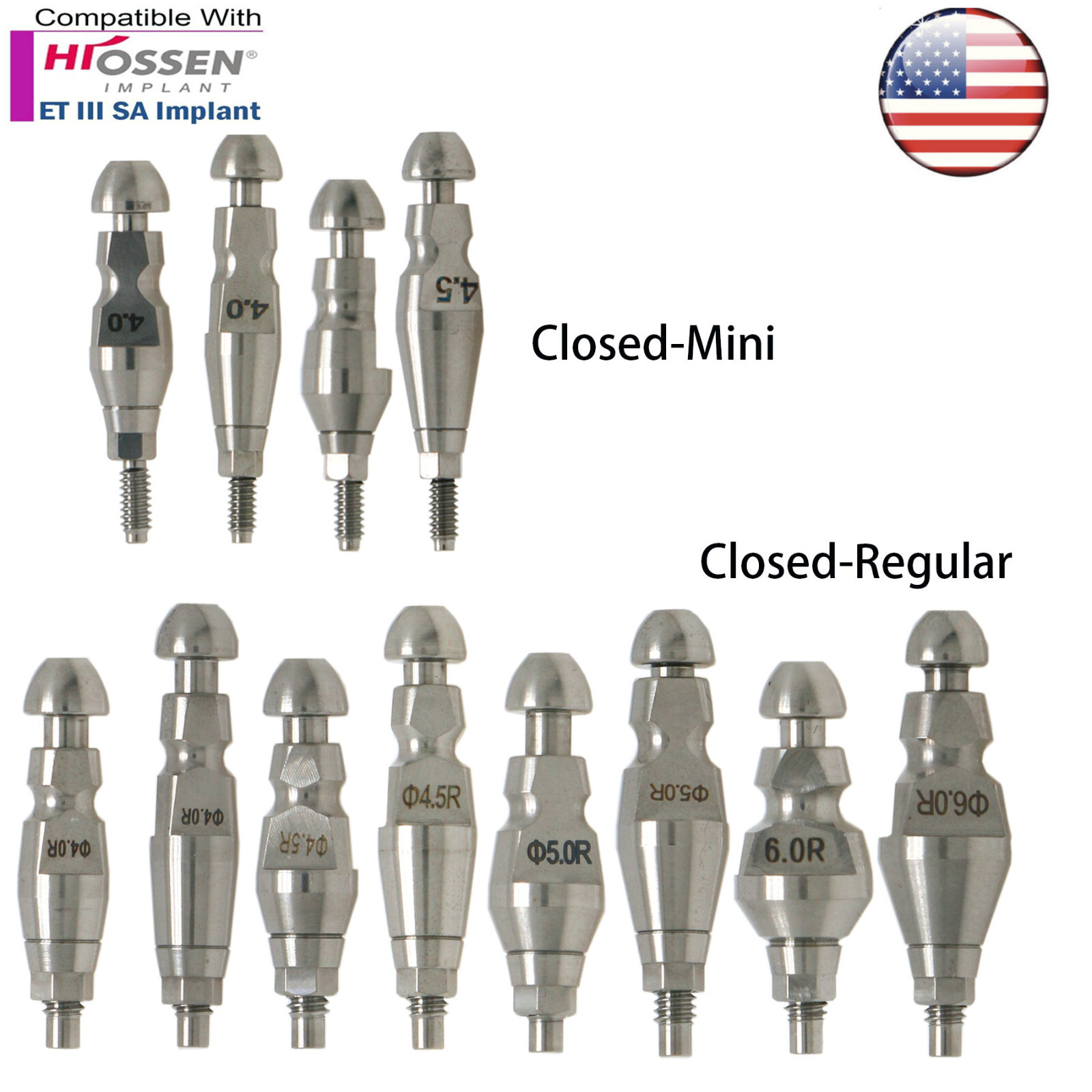 US Dental Hiossen Osstem Transfer Impression Coping Open/Closed Tray Lab Analog