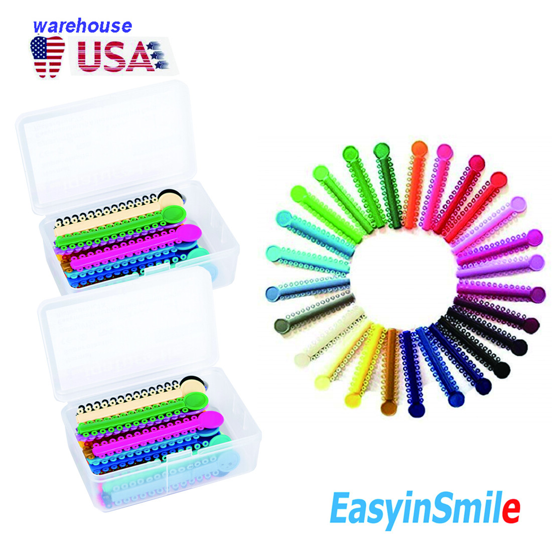 Dental Ortho Elastic Ligature Ties Bands for Brackets Braces 1040 Rings 2 PACK
