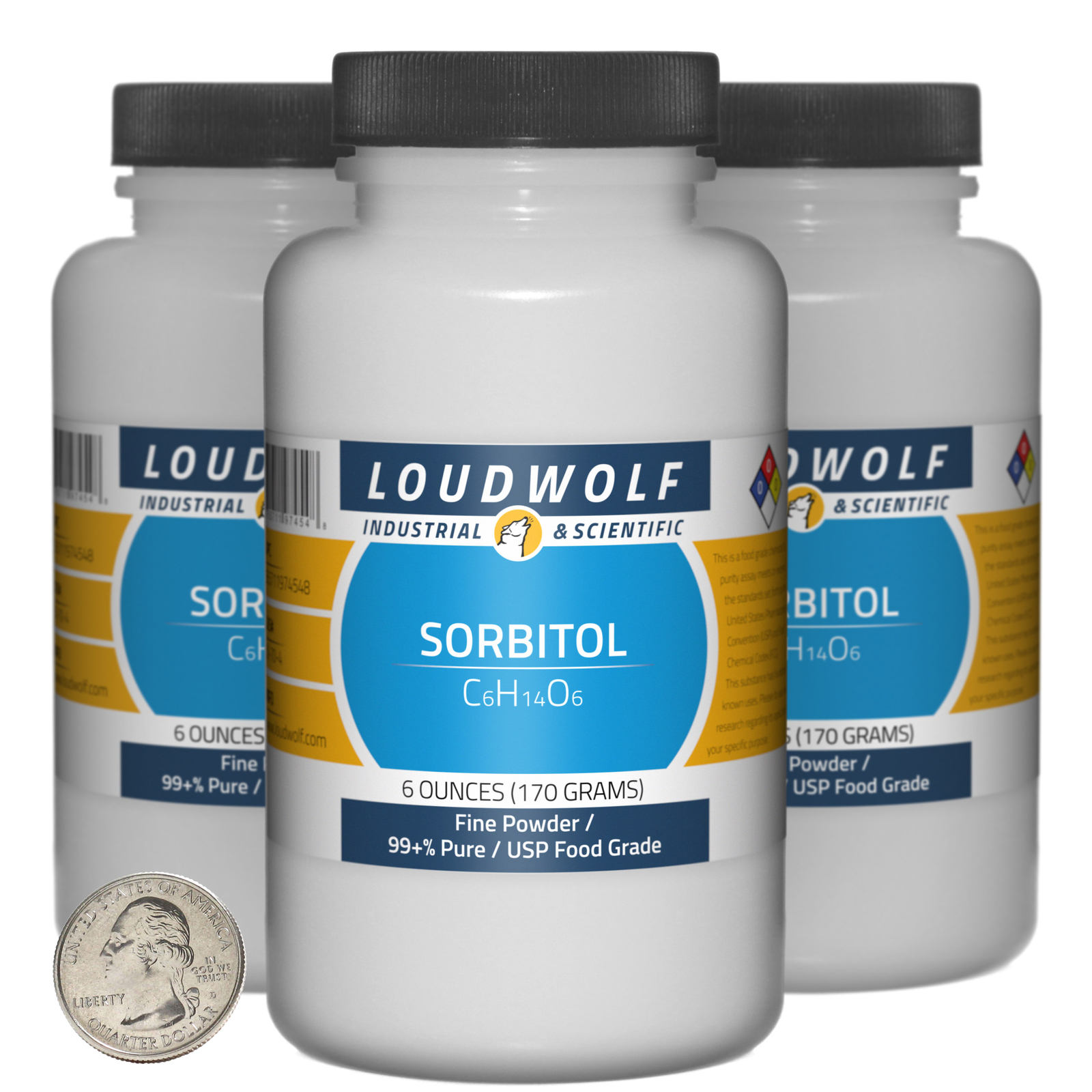 Sorbitol / 1.1 Pounds / 3 Bottles / 99+% Pure USP Food Grade / Fine Powder / USA