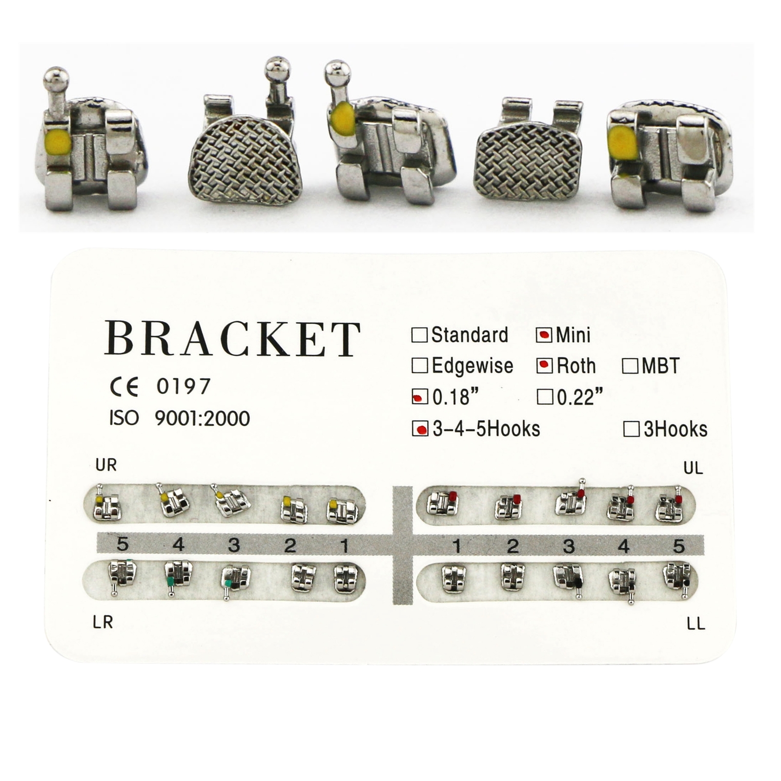 US Dental Orthodontic MIM Metal Brackets Mini Roth MBT 018 022 Slot 3 4 5 Hooks